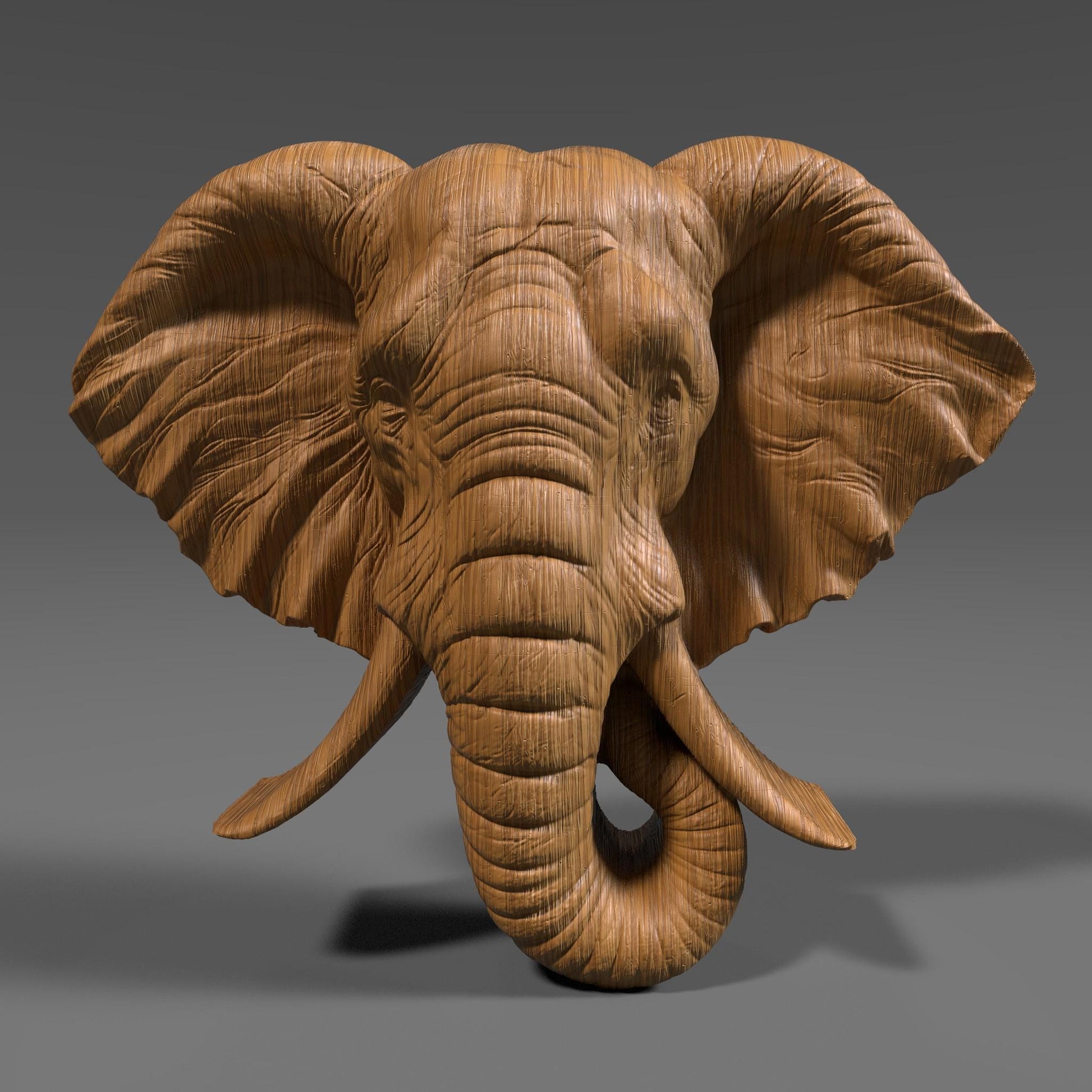 3D Elephant Head STL Model: CNC Carving, Laser Engraving (Digital Download)
