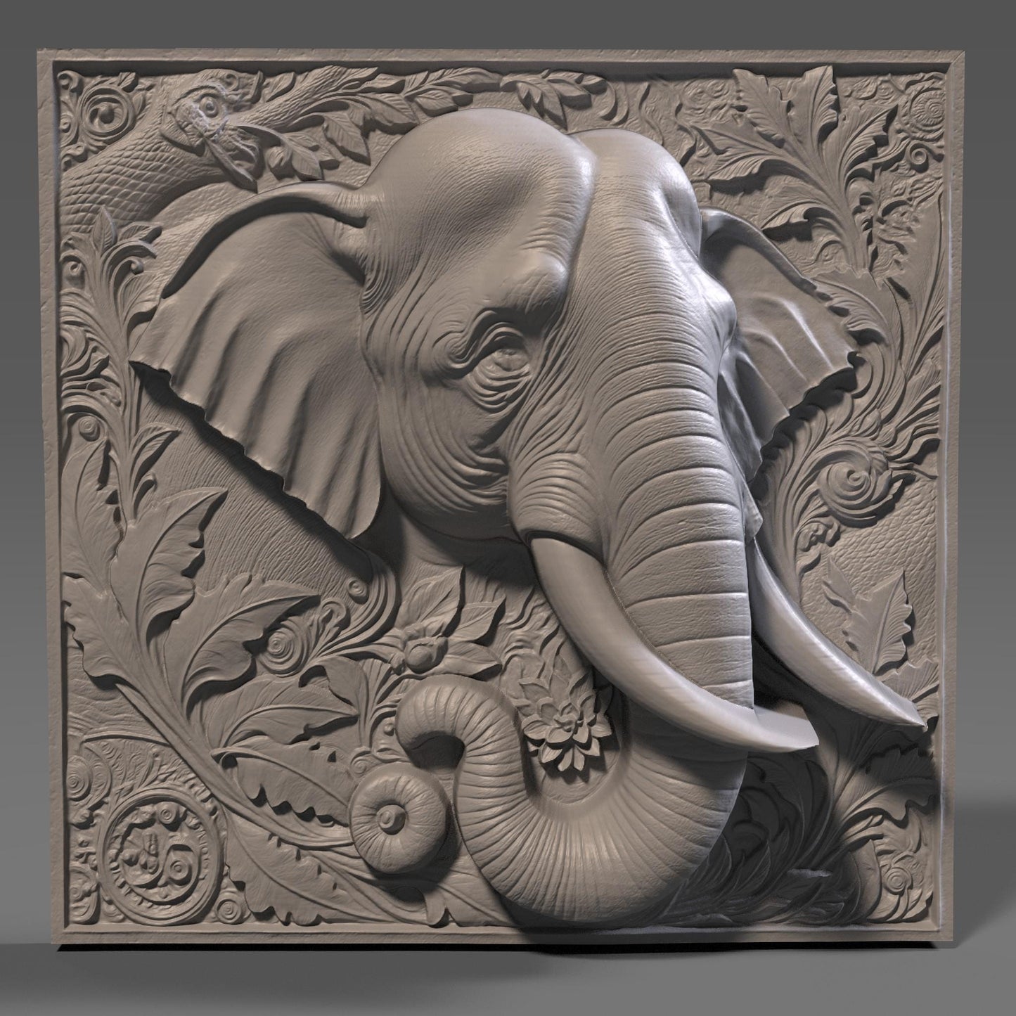 Elephant 3D Relief Model: CNC Carving, Laser Engraving (STL File)