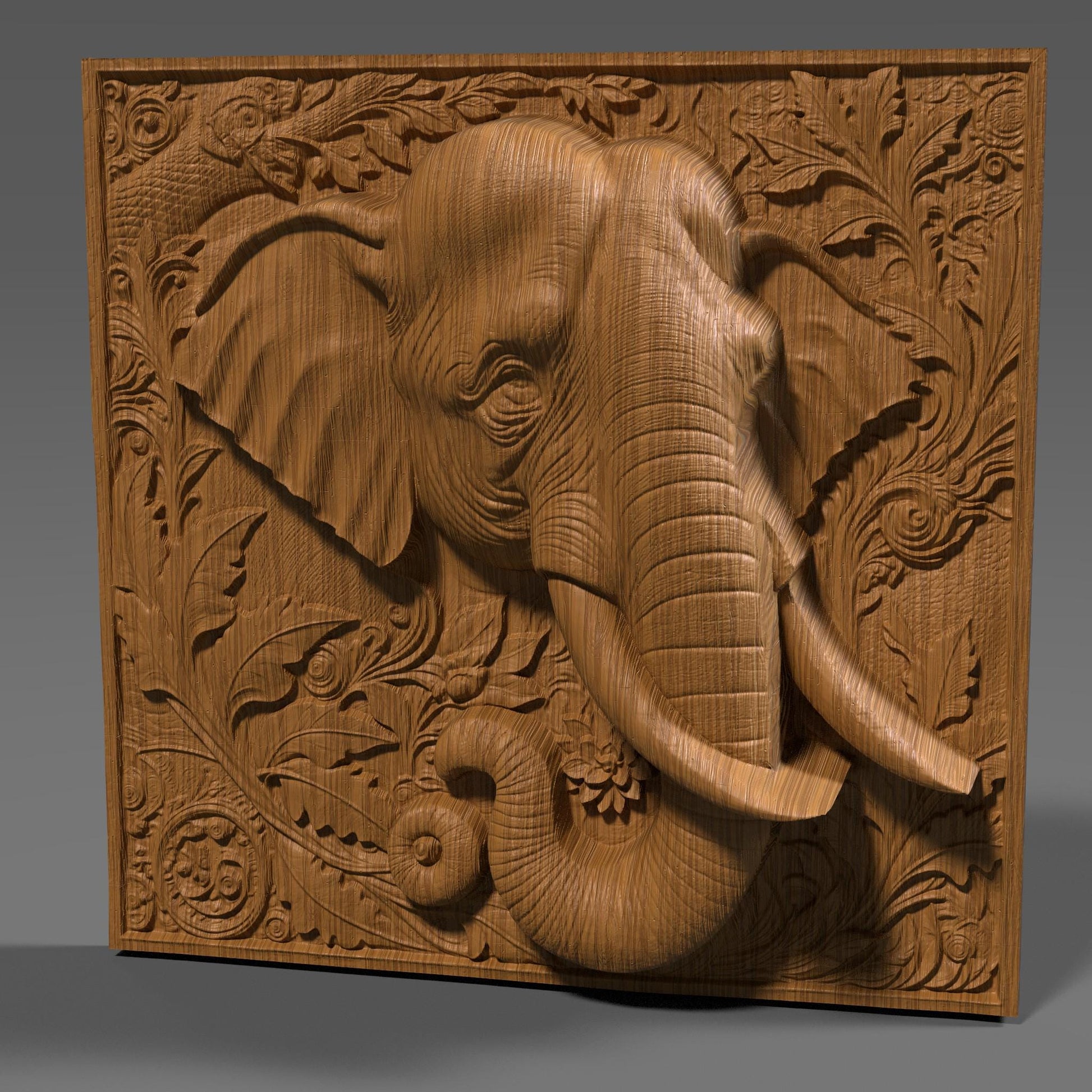 Elephant 3D Relief Model: CNC Carving, Laser Engraving (STL File)
