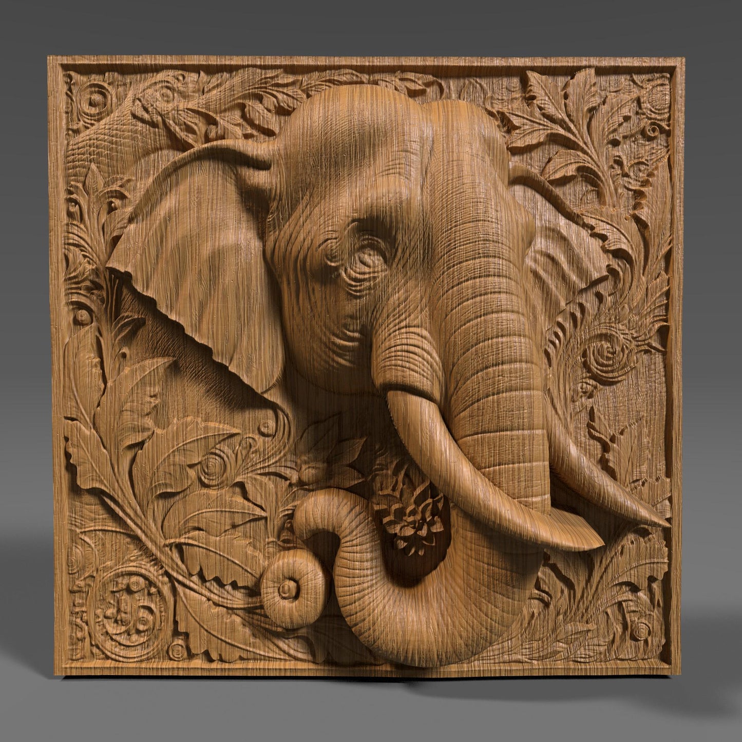 Elephant 3D Relief Model: CNC Carving, Laser Engraving (STL File)