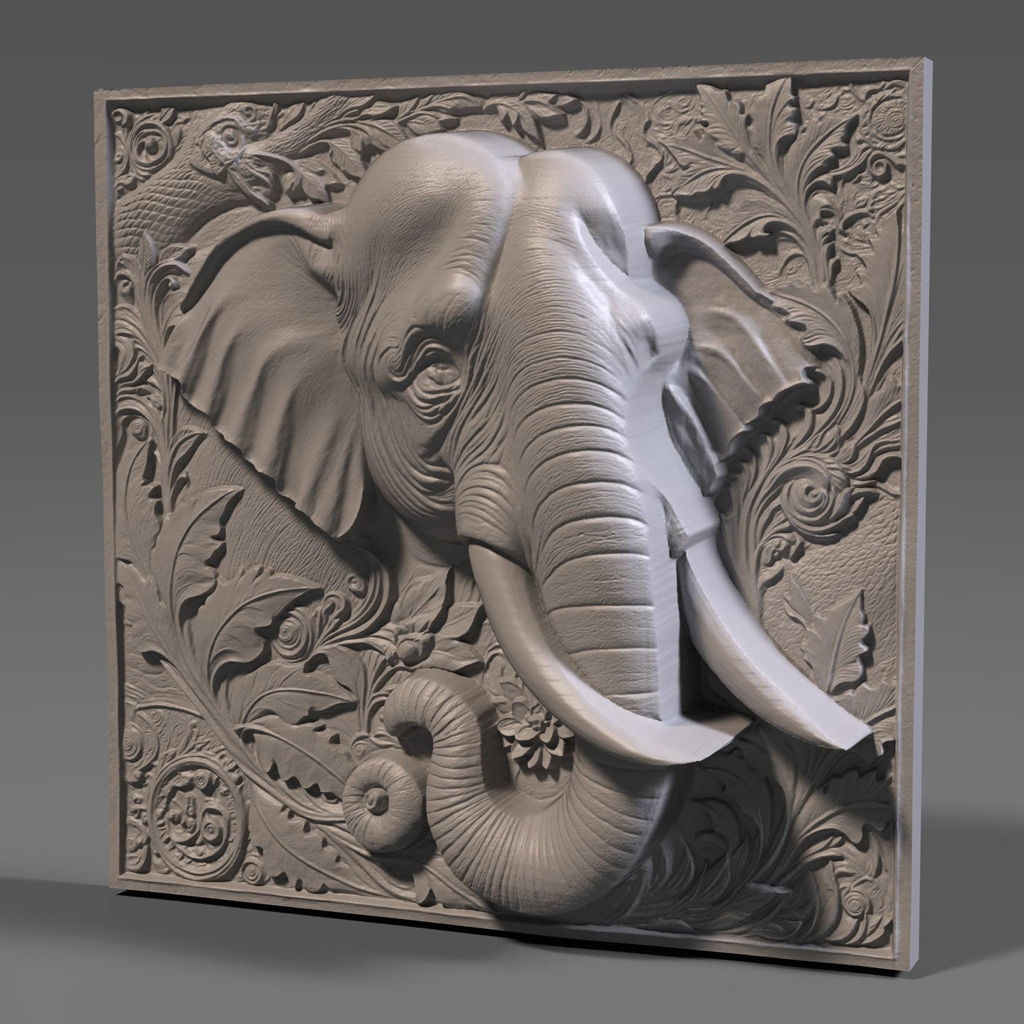Elephant 3D Relief Model: CNC Carving, Laser Engraving (STL File)