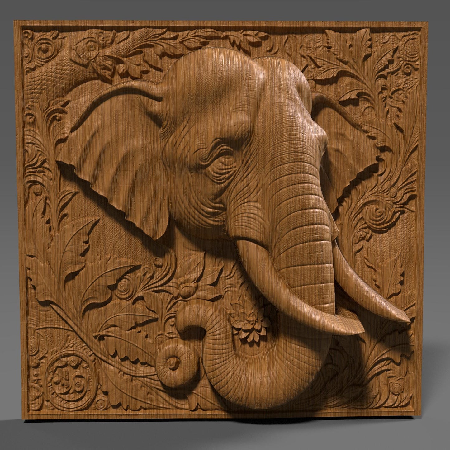 Elephant 3D Relief Model: CNC Carving, Laser Engraving (STL File)