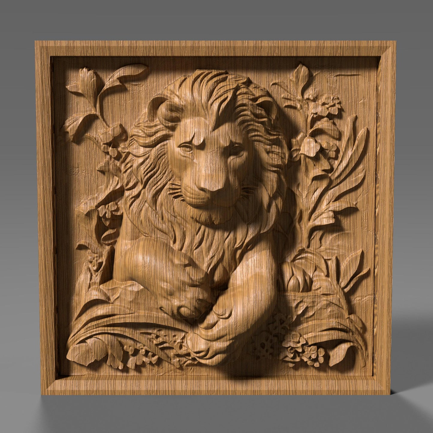Lion Head 3D Relief Model: CNC Carving, Laser Engraving (STL File)