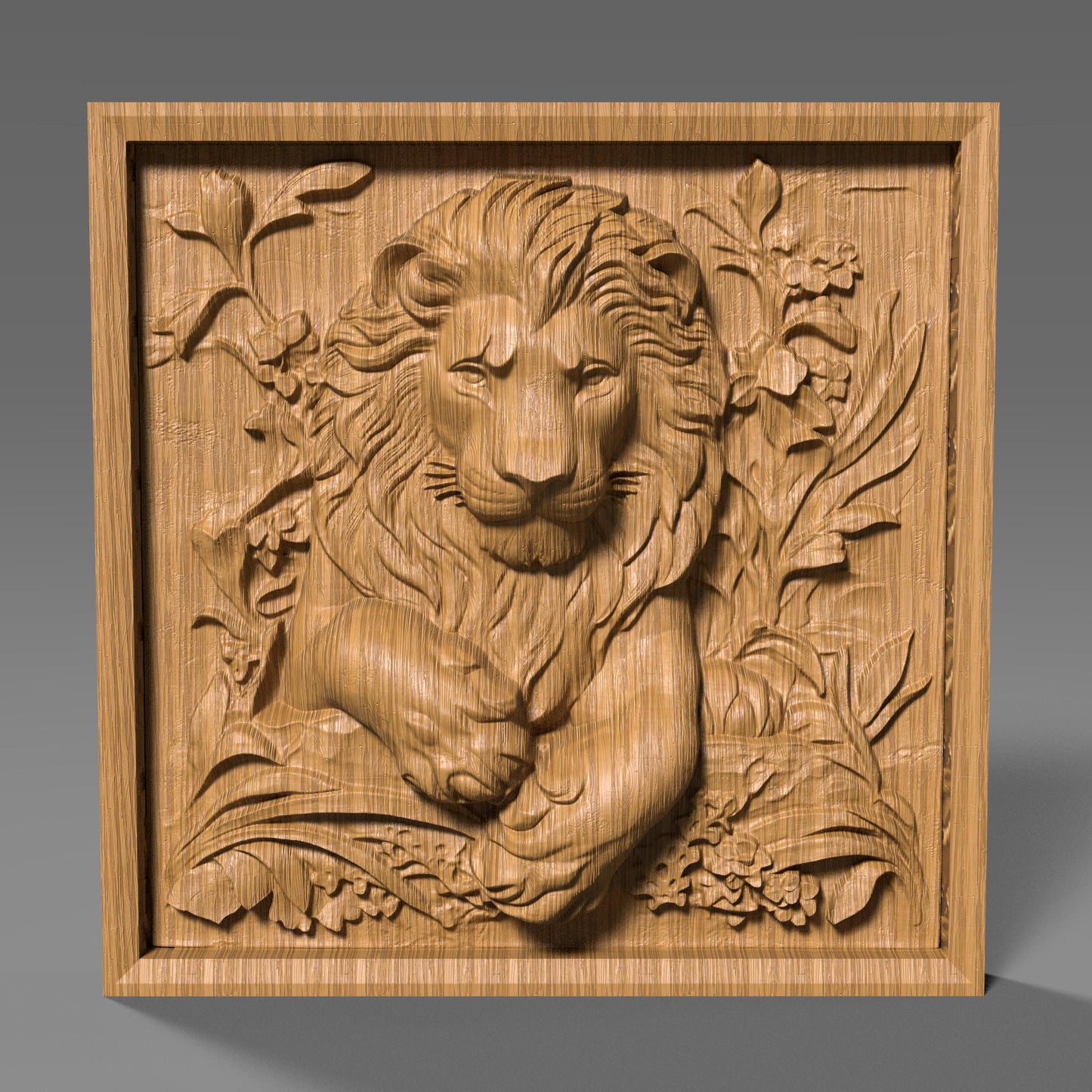 Lion Head 3D Relief Model: CNC Carving, Laser Engraving (STL File)