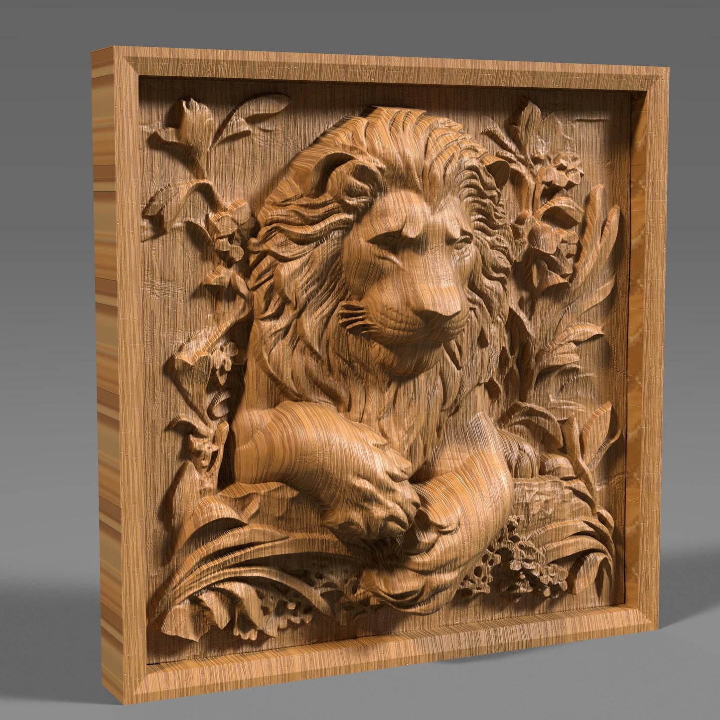 Lion Head 3D Relief Model: CNC Carving, Laser Engraving (STL File)