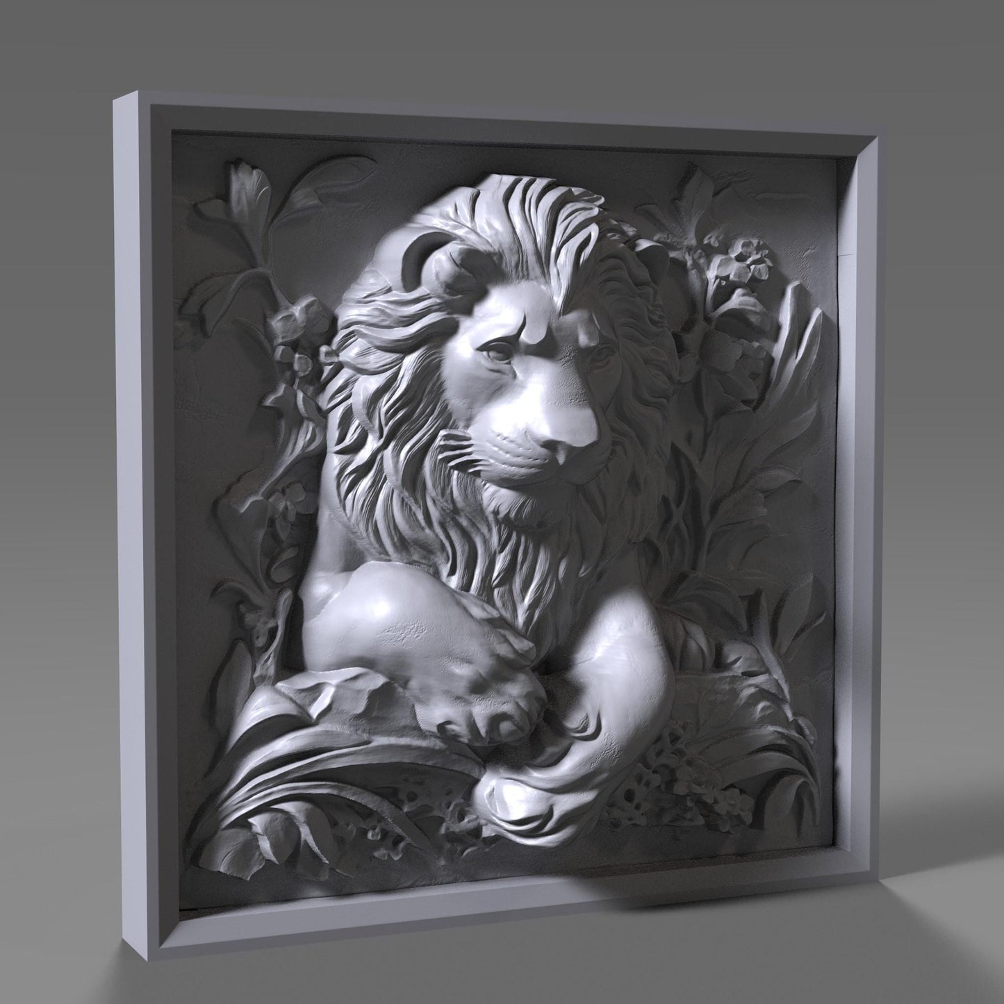 Lion Head 3D Relief Model: CNC Carving, Laser Engraving (STL File)