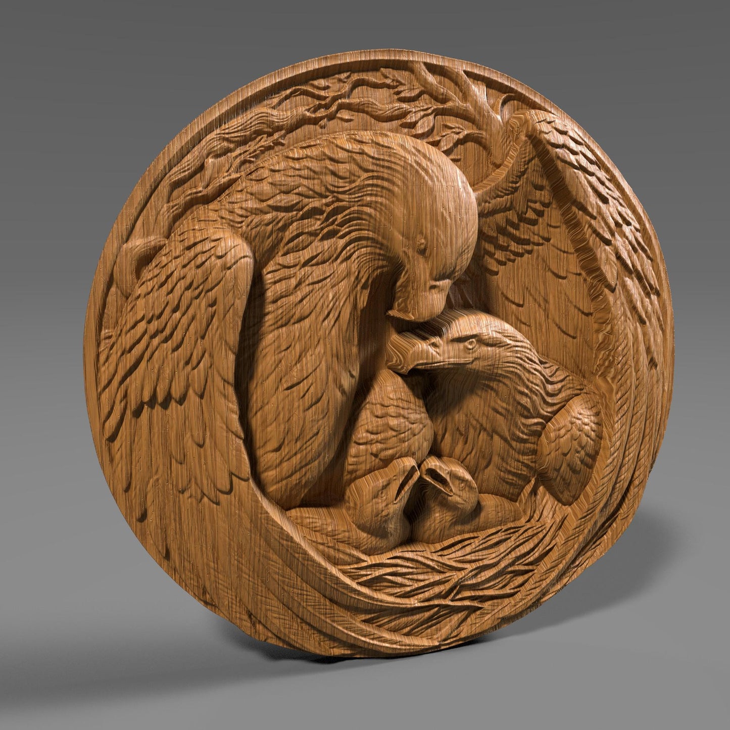 Eagle Family 3D Relief Model: CNC Carving, Laser Engraving (Digital Download)
