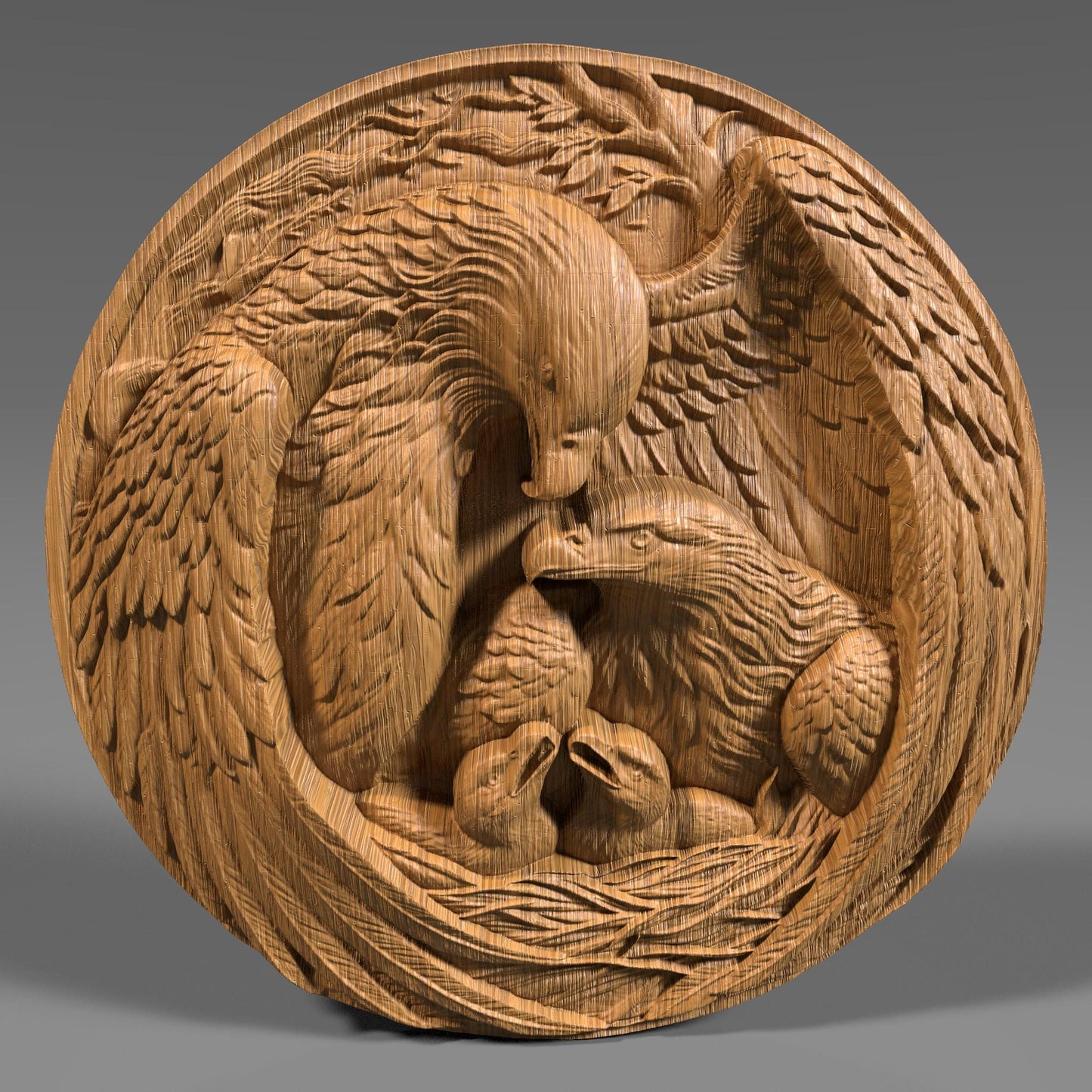 Eagle Family 3D Relief Model: CNC Carving, Laser Engraving (Digital Download)