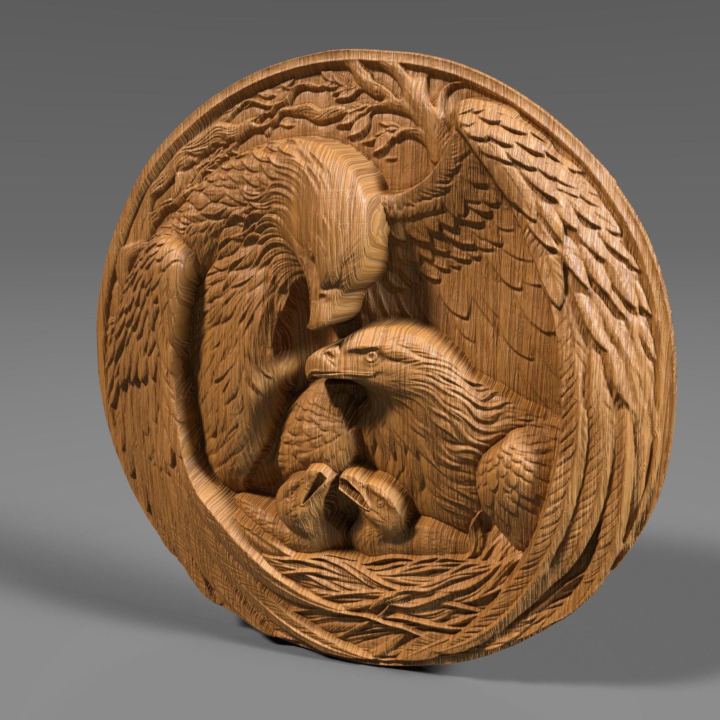 Eagle Family 3D Relief Model: CNC Carving, Laser Engraving (Digital Download)