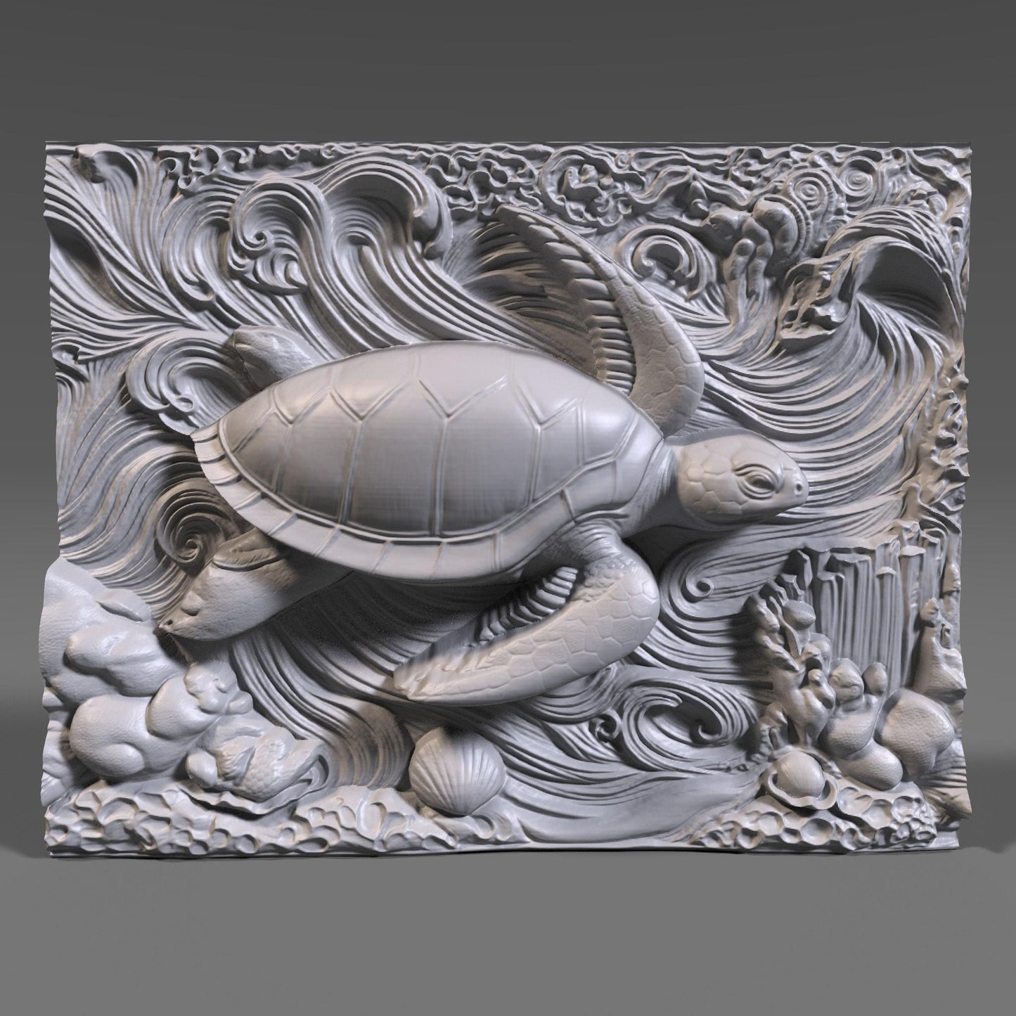 Sea Turtle 3D Relief Model STL File: CNC Carving, Laser Engraving (Digital Download)