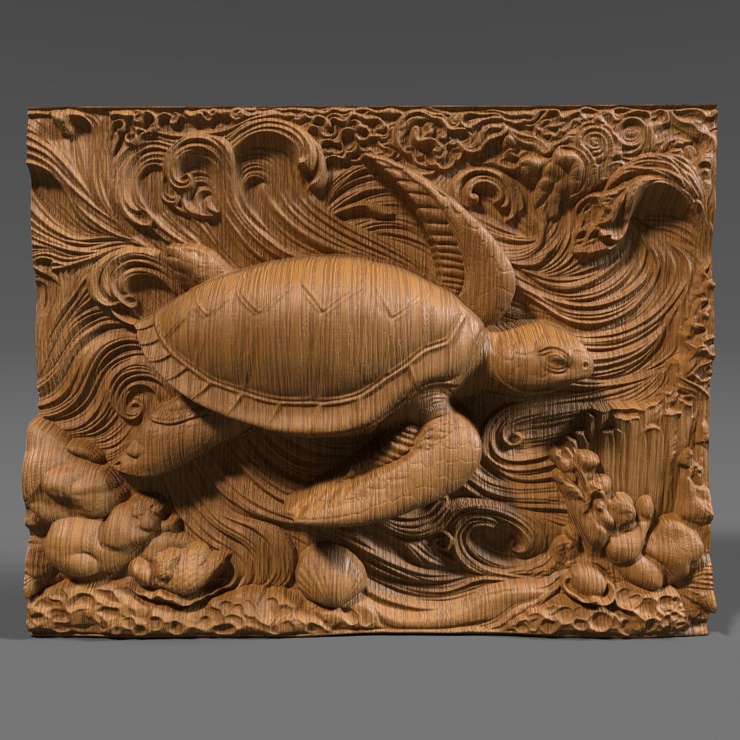 Sea Turtle 3D Relief Model STL File: CNC Carving, Laser Engraving (Digital Download)