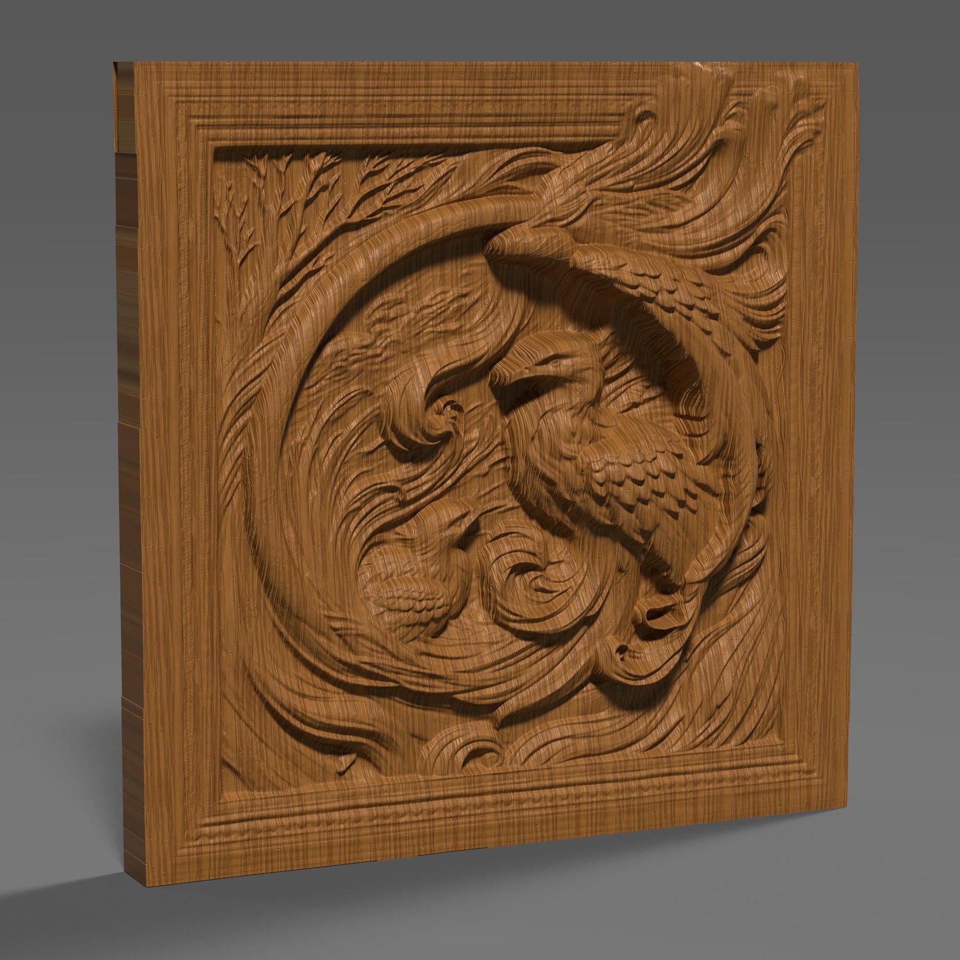 Eagle Family 3D Relief Model: CNC Carving, Laser Engraving (Digital Download)