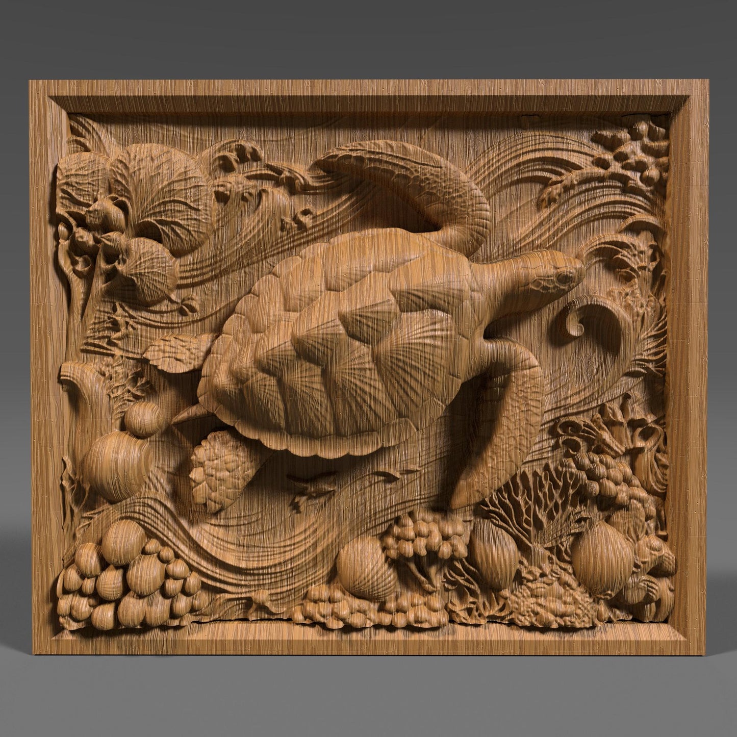 Sea Turtle 3D Relief Model: CNC Carving, Laser Engraving (Digital Download)