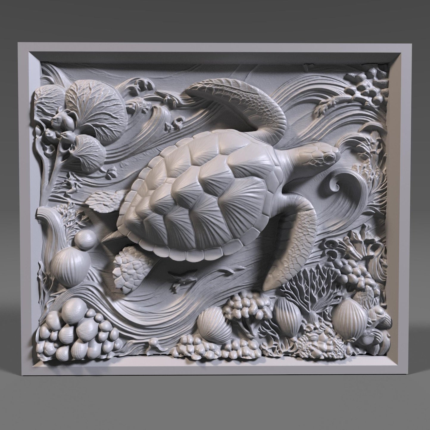 Sea Turtle 3D Relief Model: CNC Carving, Laser Engraving (Digital Download)