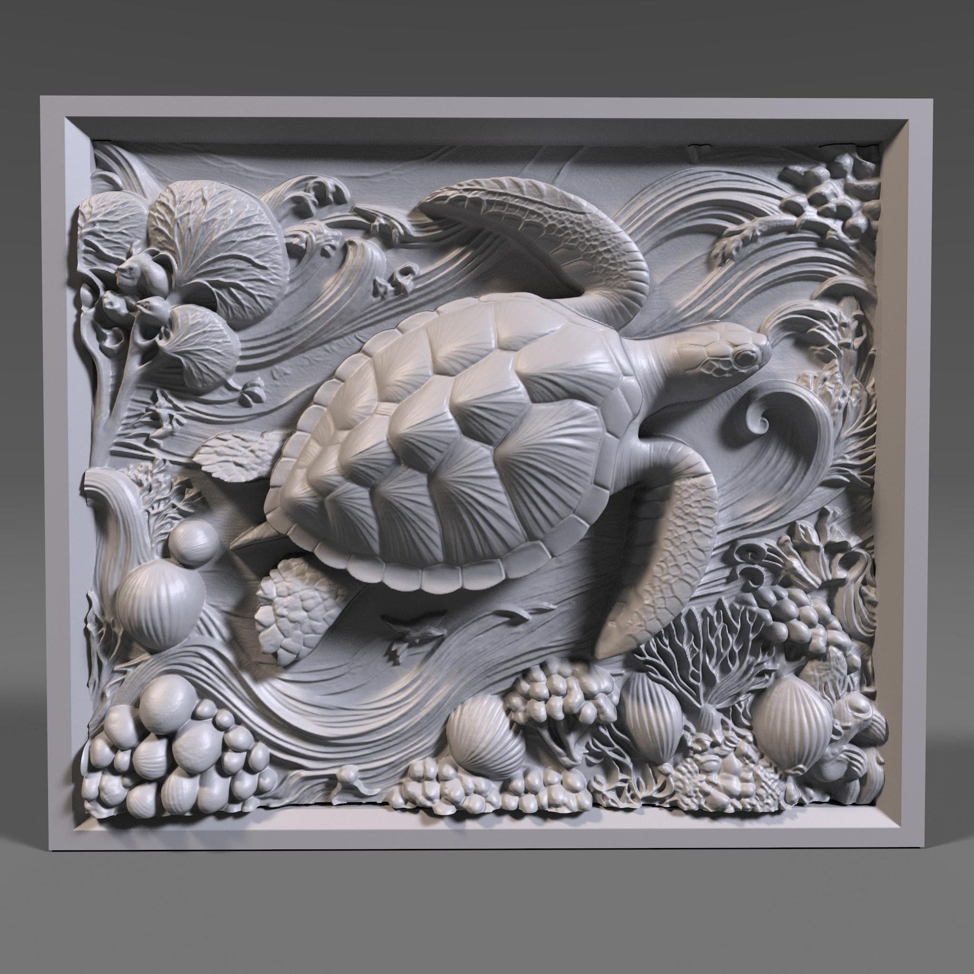 Sea Turtle 3D Relief Model: CNC Carving, Laser Engraving (Digital Download)