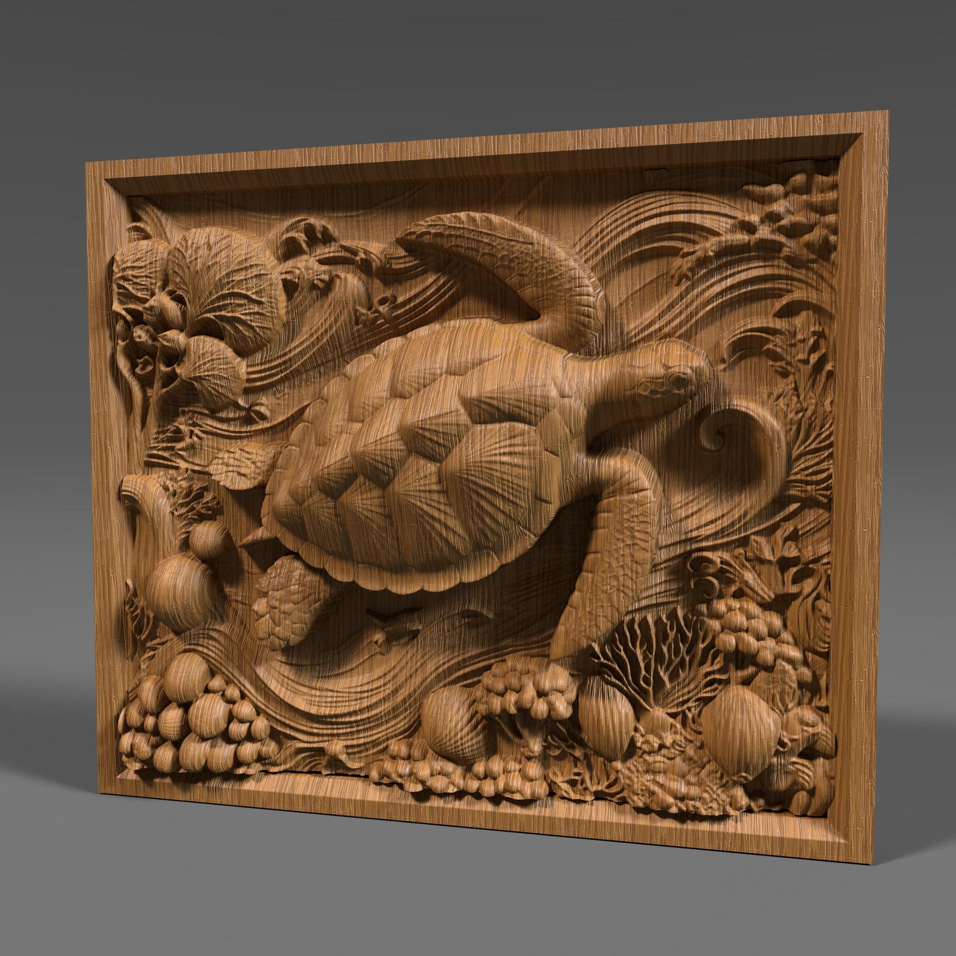 Sea Turtle 3D Relief Model: CNC Carving, Laser Engraving (Digital Download)