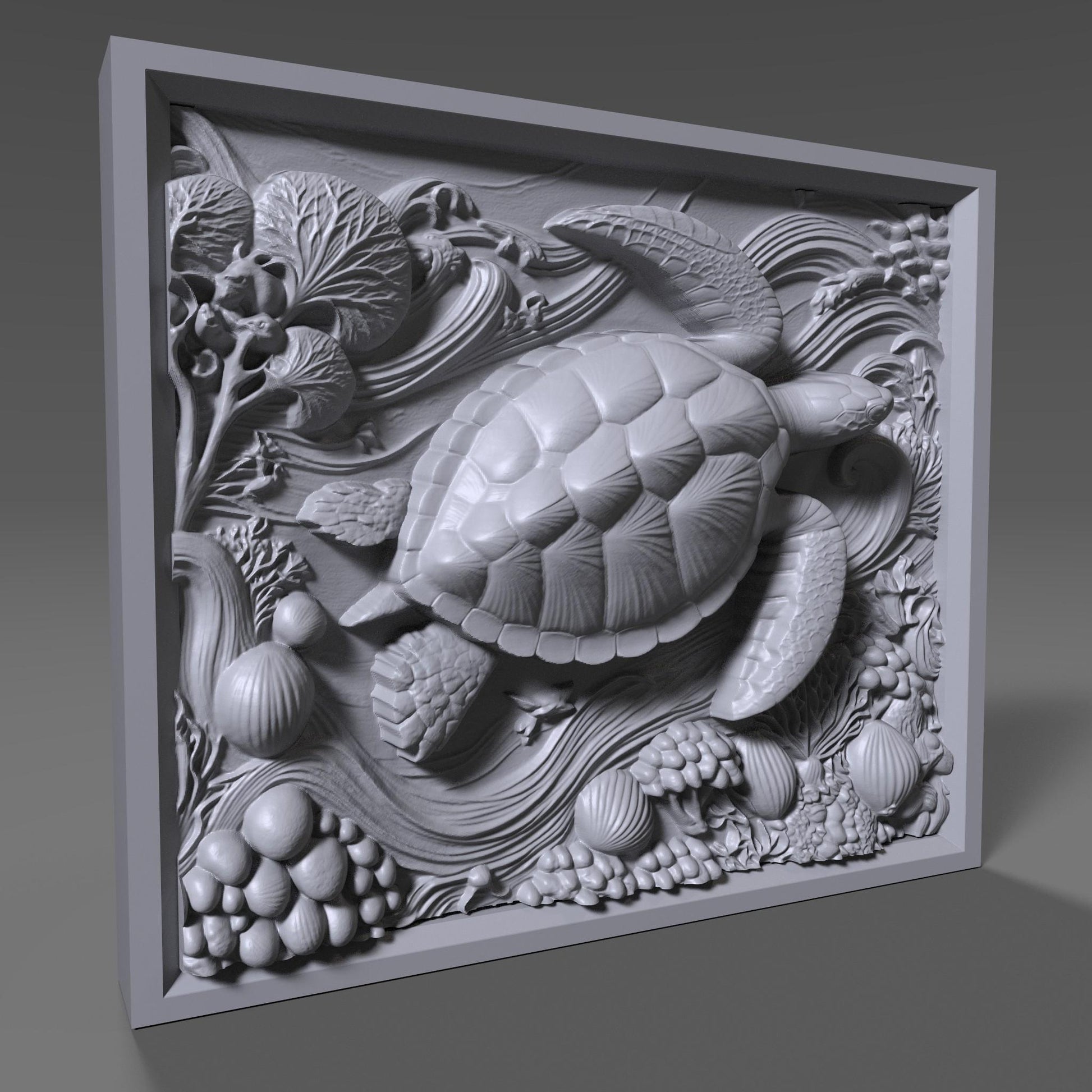 Sea Turtle 3D Relief Model: CNC Carving, Laser Engraving (Digital Download)