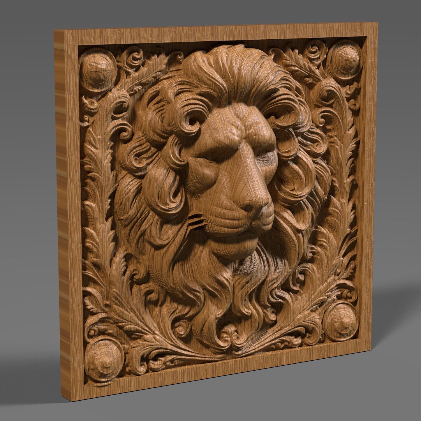 Lion Head 3D Relief Model: CNC Carving, Laser Engraving (STL File)