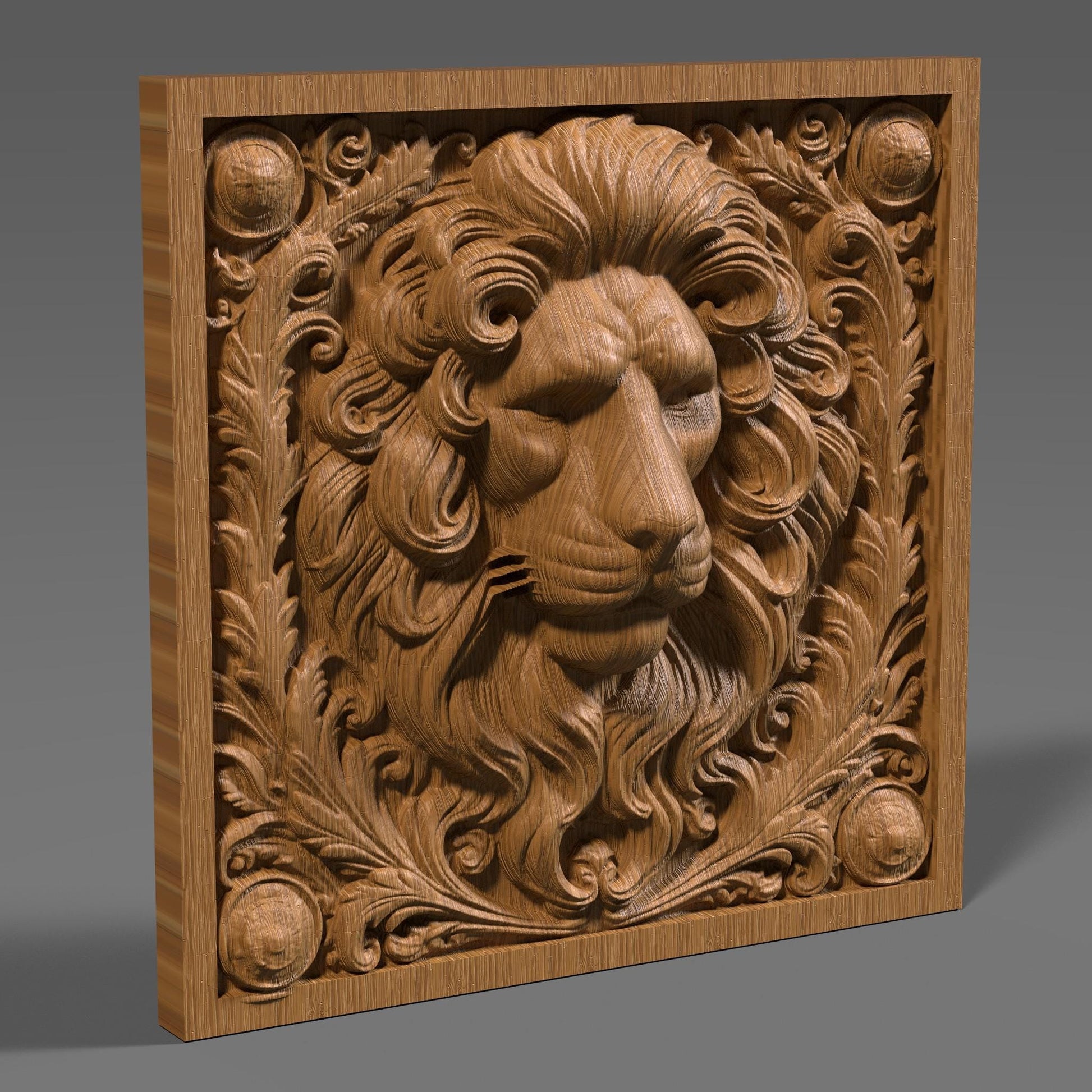 Lion Head 3D Relief Model: CNC Carving, Laser Engraving (STL File)
