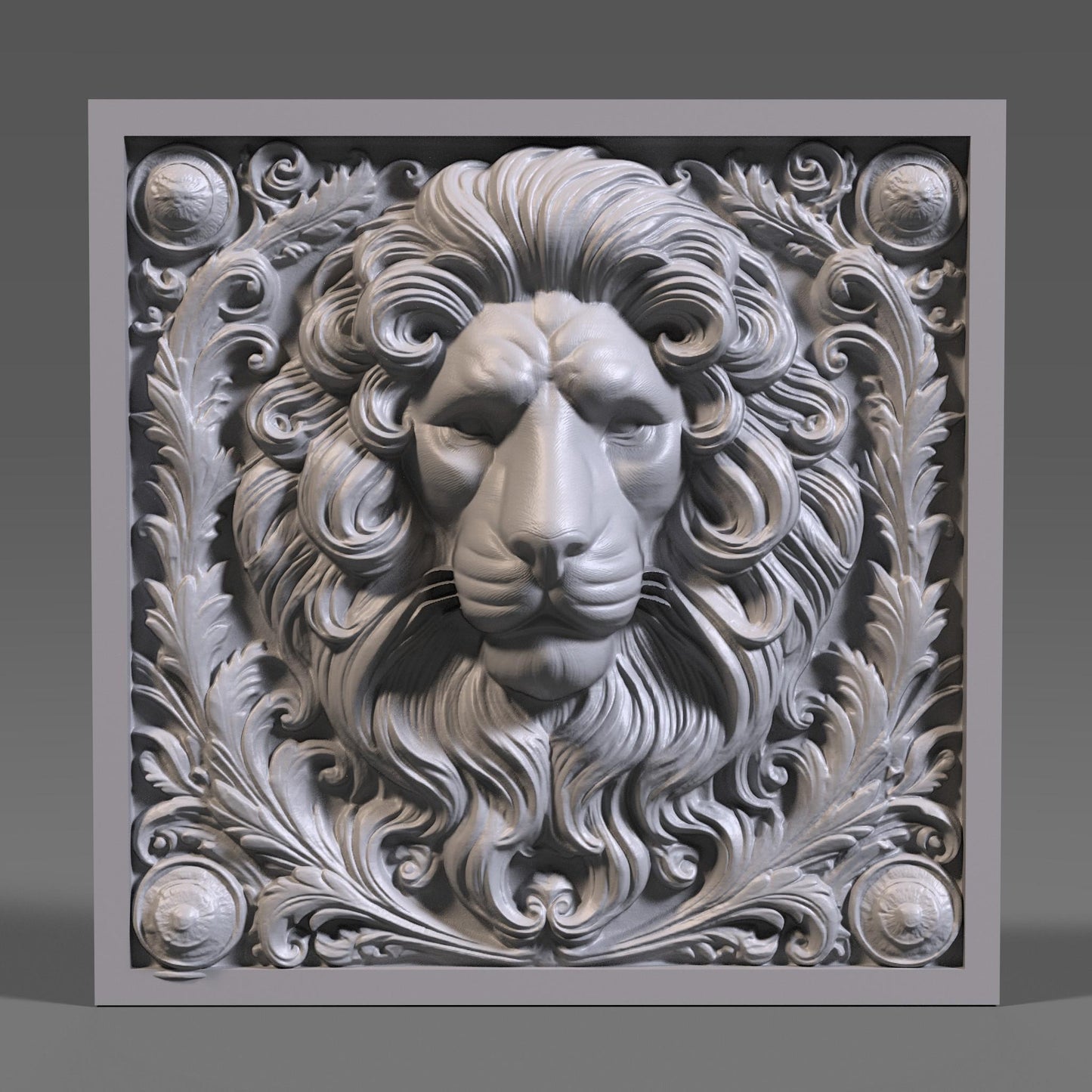 Lion Head 3D Relief Model: CNC Carving, Laser Engraving (STL File)