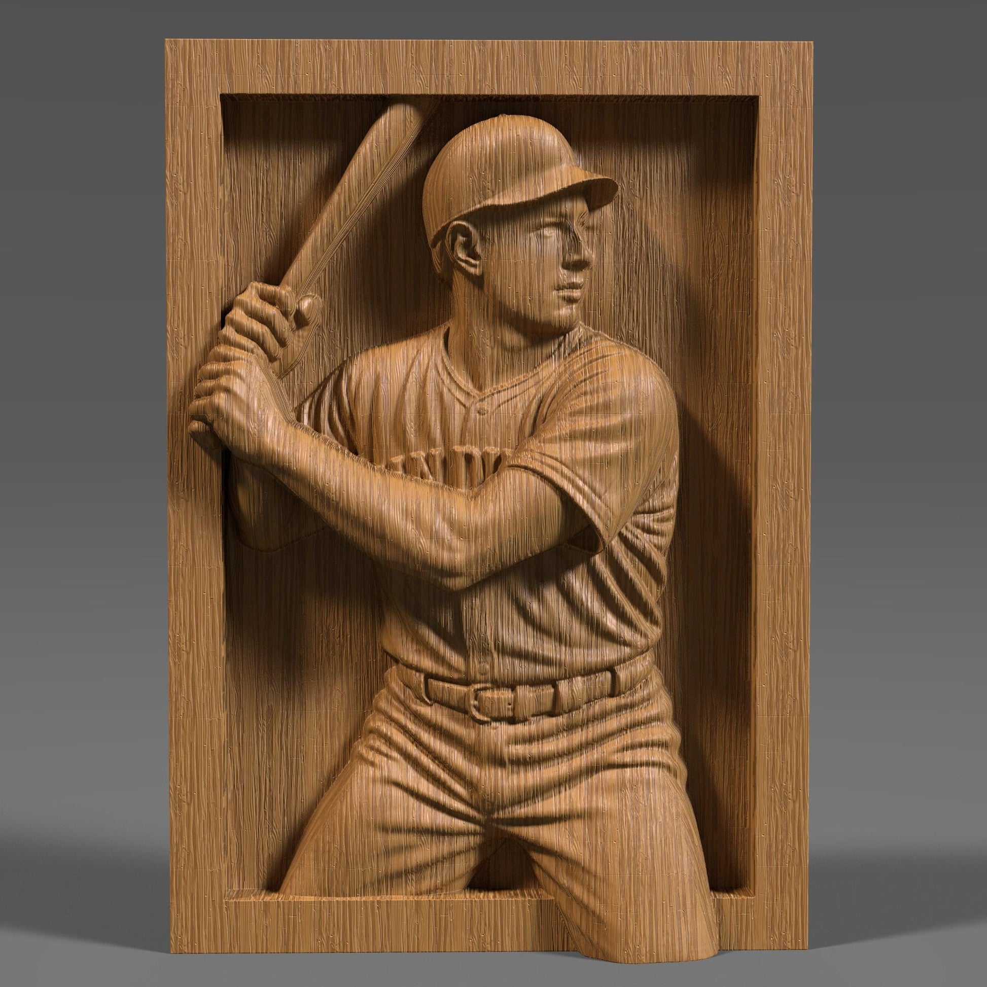 San Diego Baseball Player 3D Relief STL File: CNC Wood Carving (Digital Download)