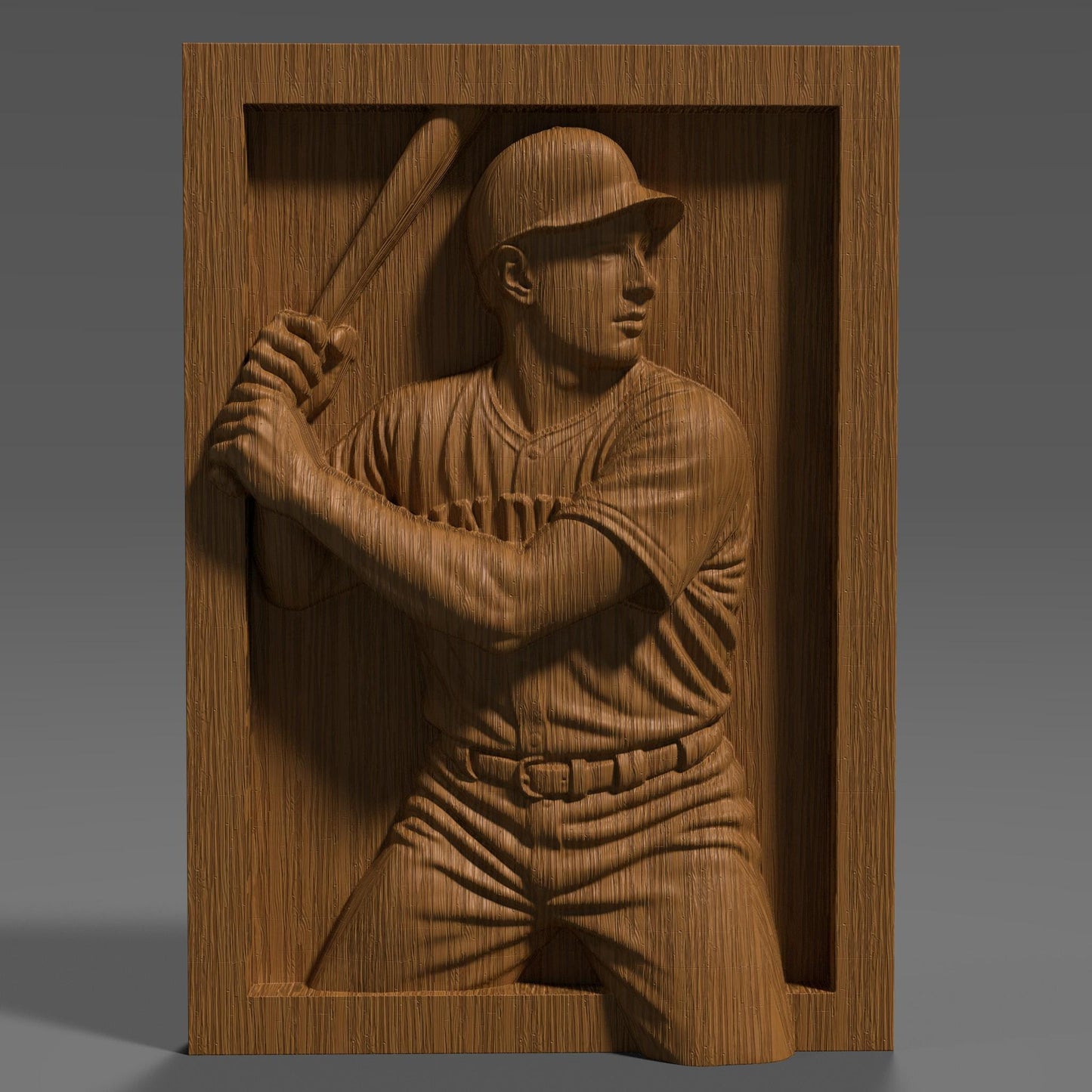 San Diego Baseball Player 3D Relief STL File: CNC Wood Carving (Digital Download)