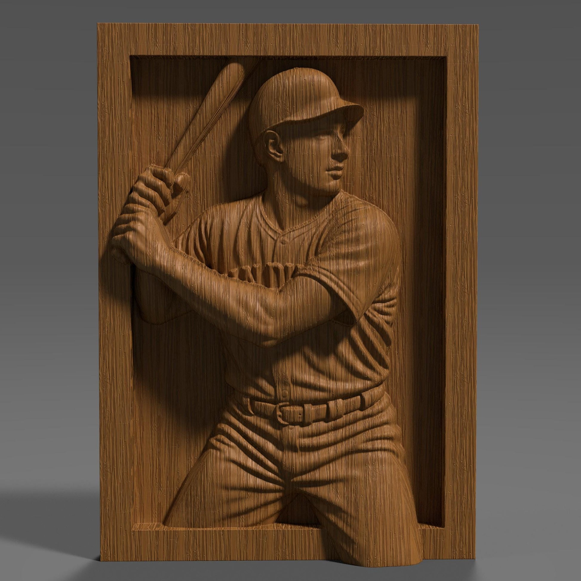 San Diego Baseball Player 3D Relief STL File: CNC Wood Carving (Digital Download)