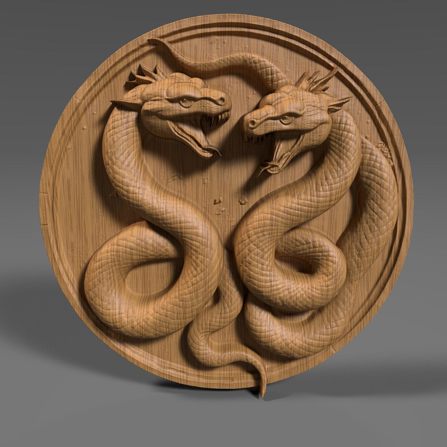 Yin Yang Snake Relief: CNC Carving, Laser Engraving, 3D Print (Digital Download)