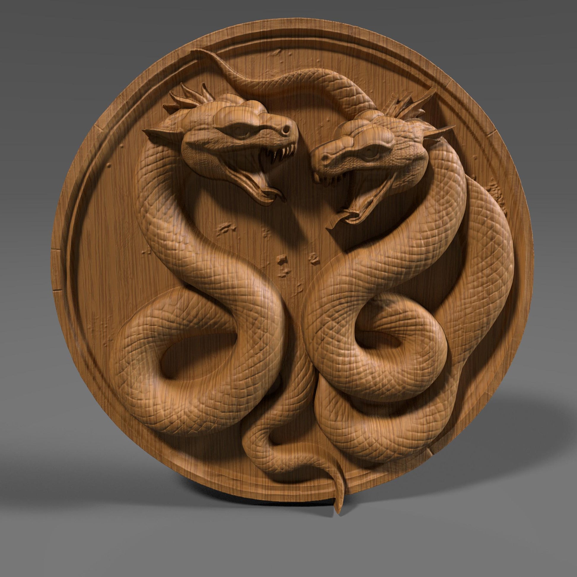 Yin Yang Snake Relief: CNC Carving, Laser Engraving, 3D Print (Digital Download)