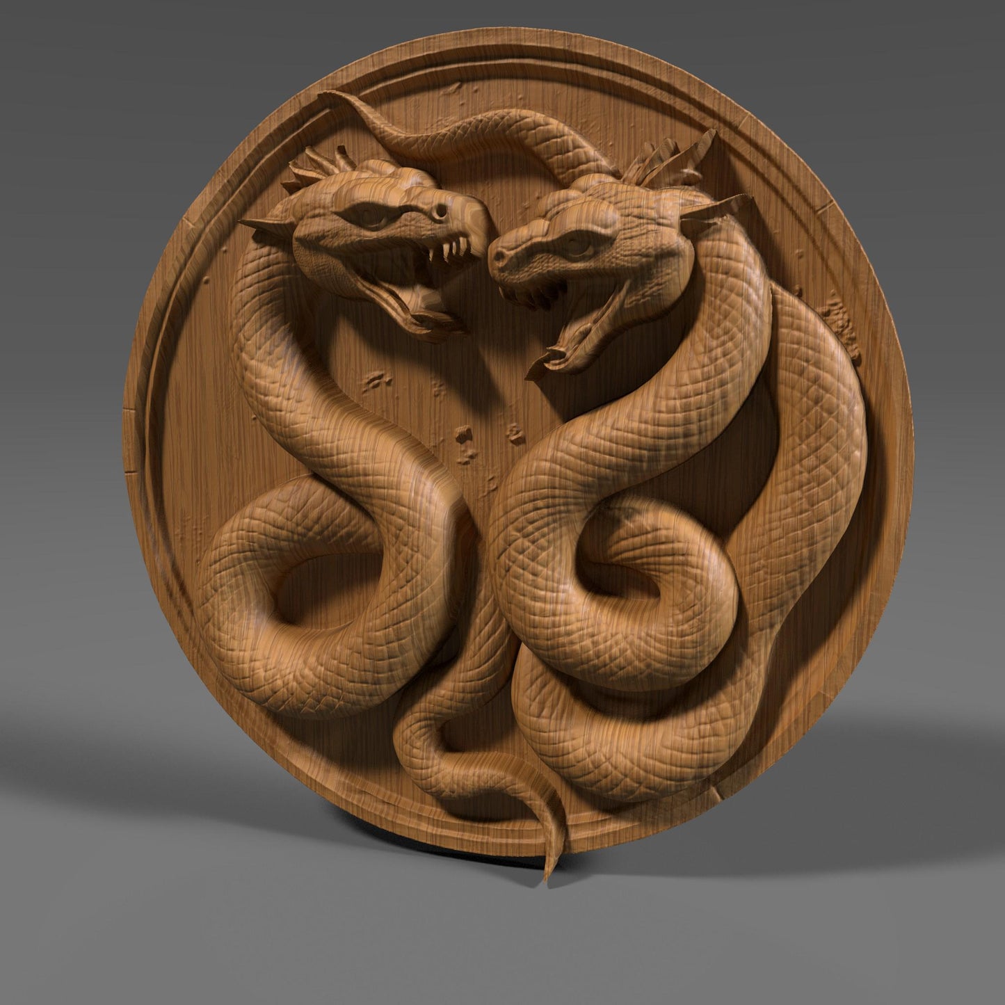 Yin Yang Snake Relief: CNC Carving, Laser Engraving, 3D Print (Digital Download)