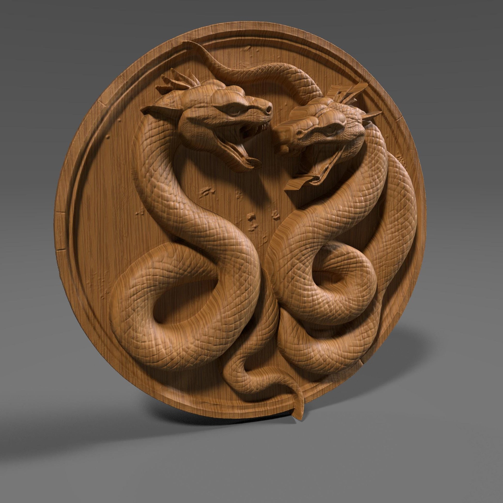 Yin Yang Snake Relief: CNC Carving, Laser Engraving, 3D Print (Digital Download)
