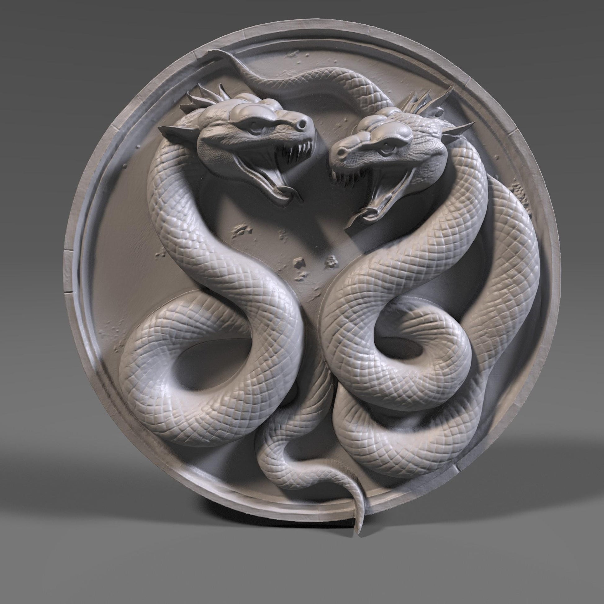 Yin Yang Snake Relief: CNC Carving, Laser Engraving, 3D Print (Digital Download)
