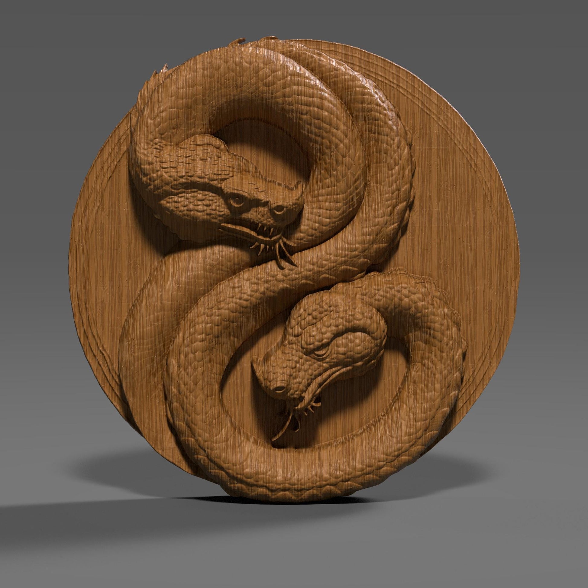 Year of the Snake Yin Yang Bas Relief: CNC, Laser, 3D Print (Digital Download)