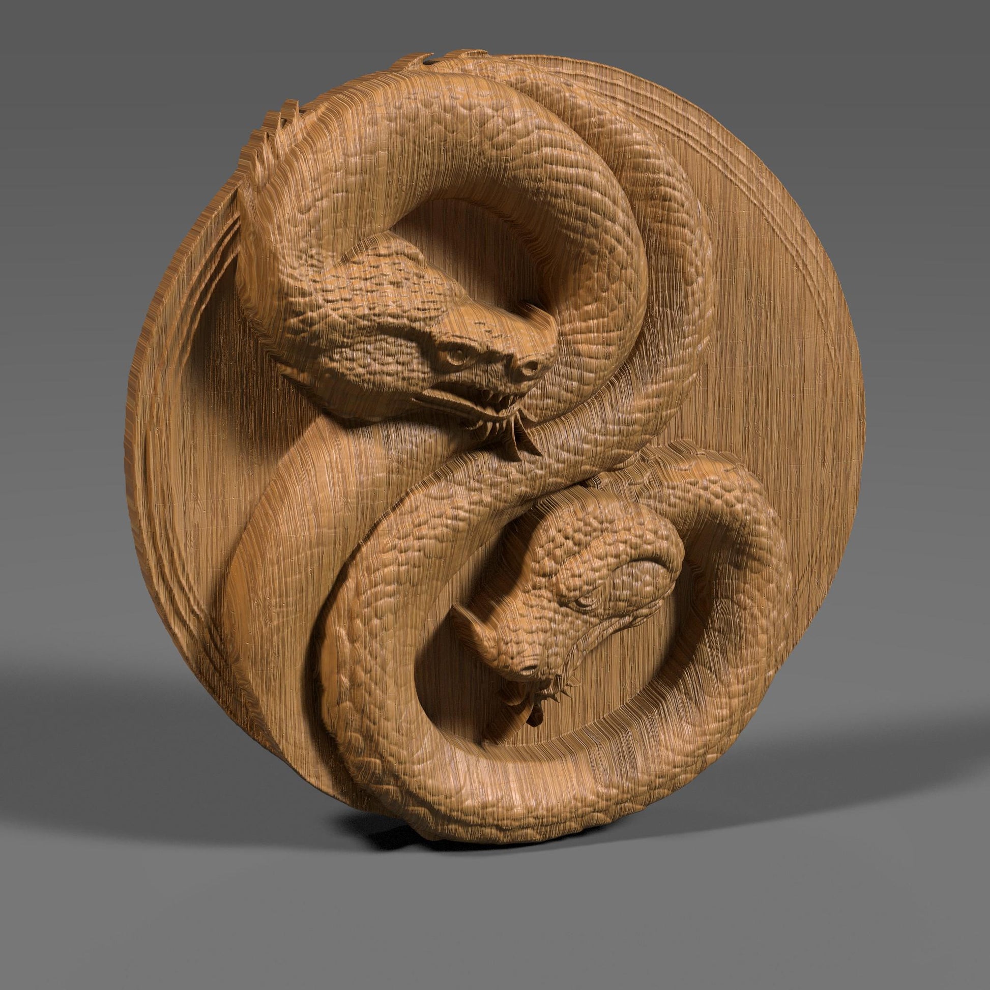 Year of the Snake Yin Yang Bas Relief: CNC, Laser, 3D Print (Digital Download)