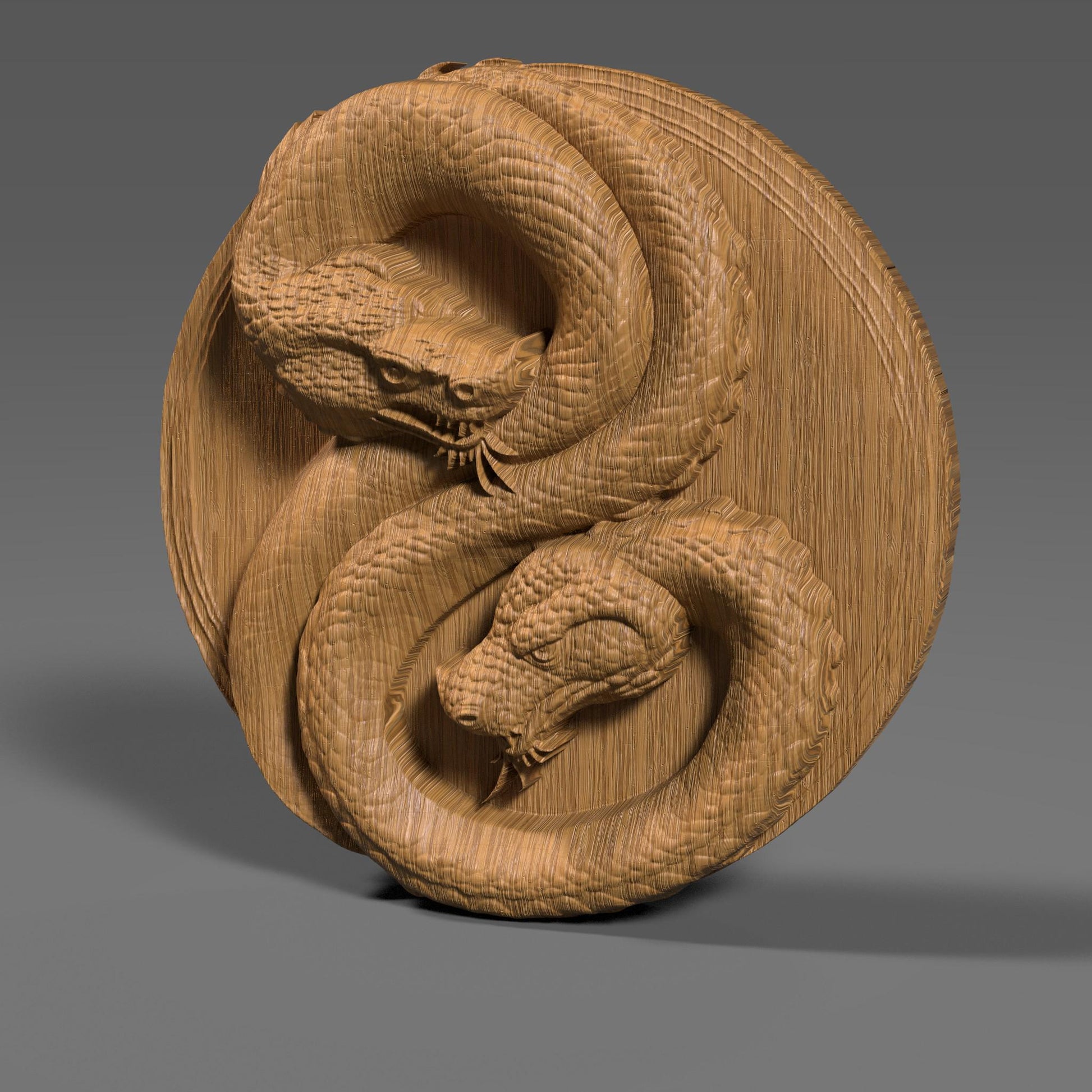 Year of the Snake Yin Yang Bas Relief: CNC, Laser, 3D Print (Digital Download)