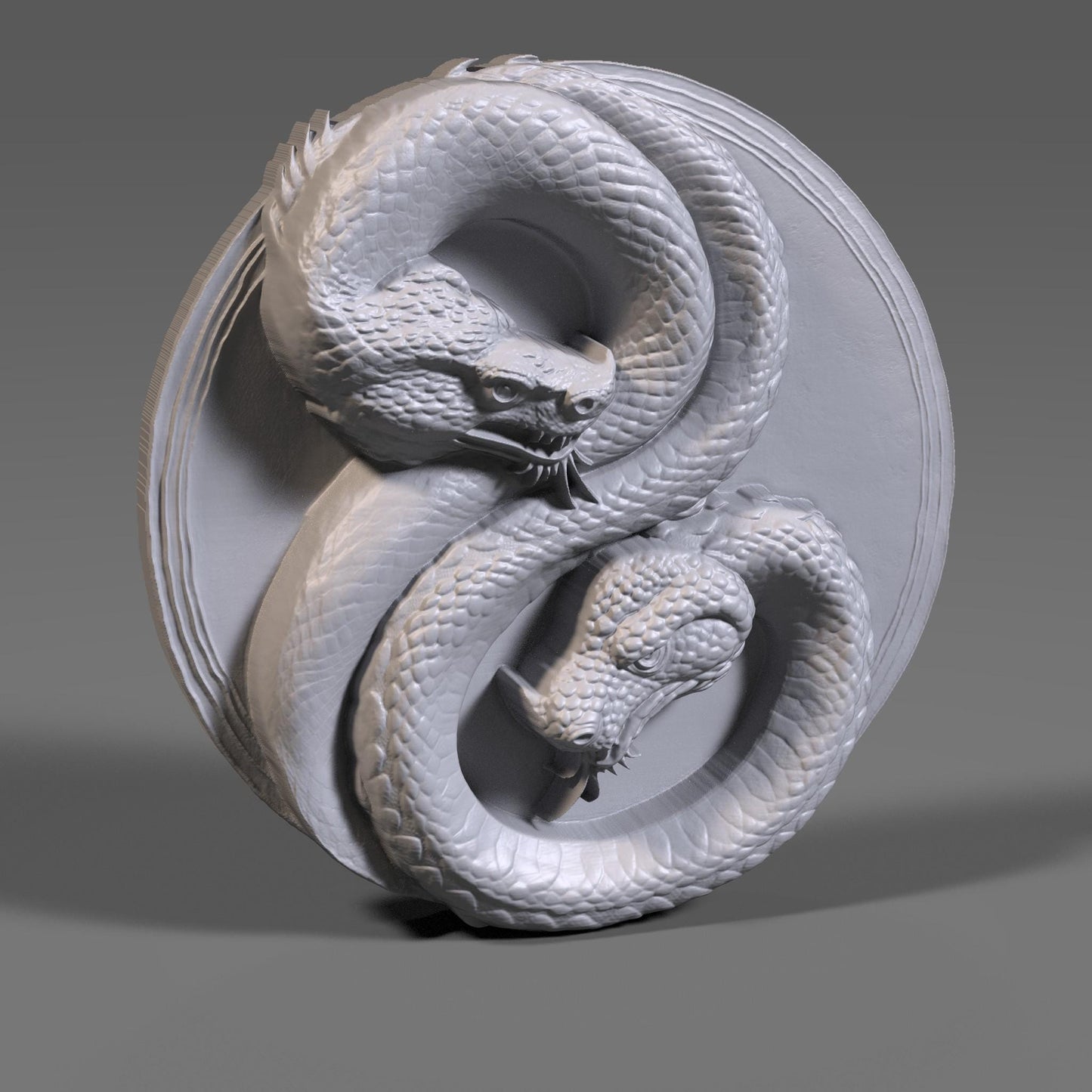 Year of the Snake Yin Yang Bas Relief: CNC, Laser, 3D Print (Digital Download)