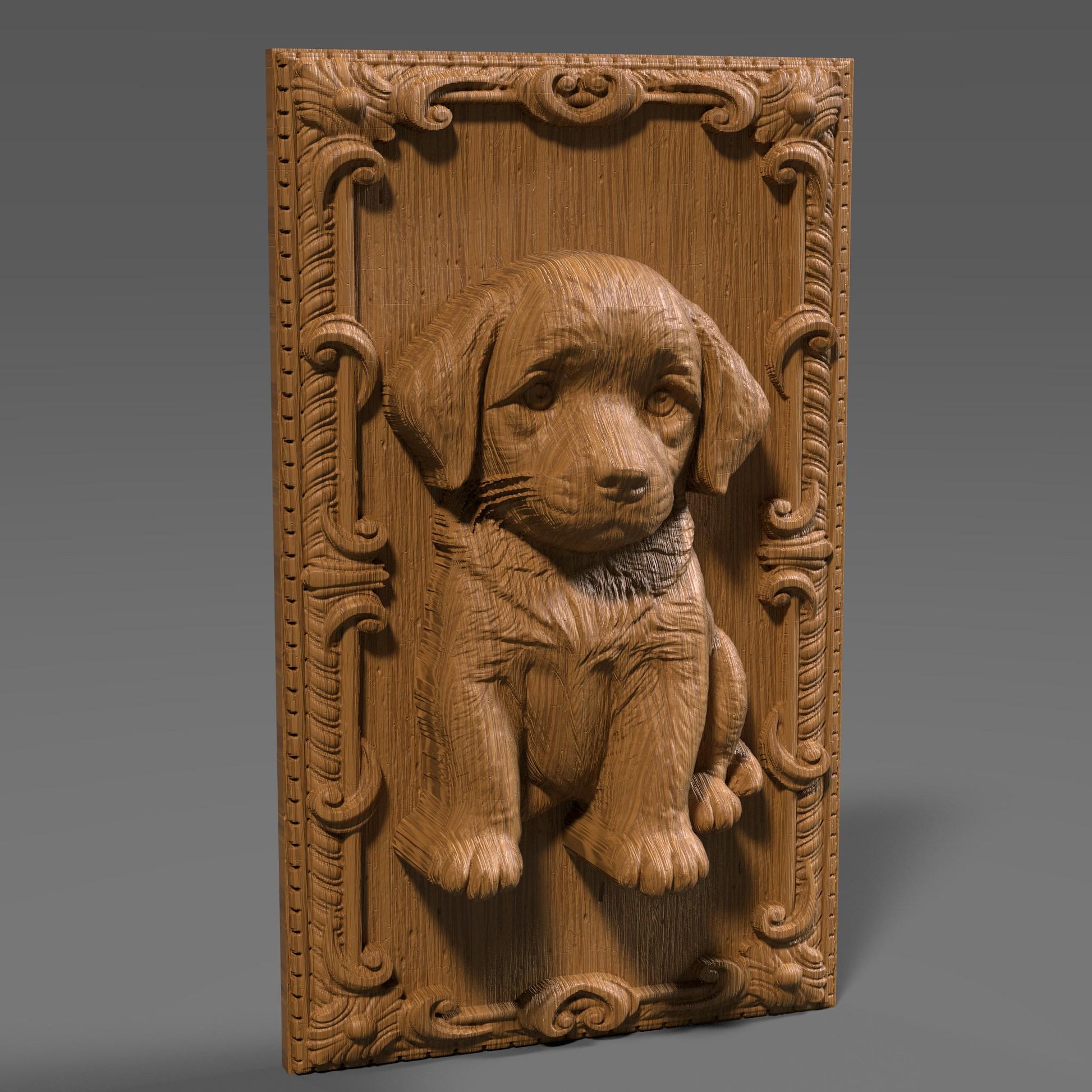Labrador Puppy 3D Relief STL File: CNC Wood Carving (Digital Download)