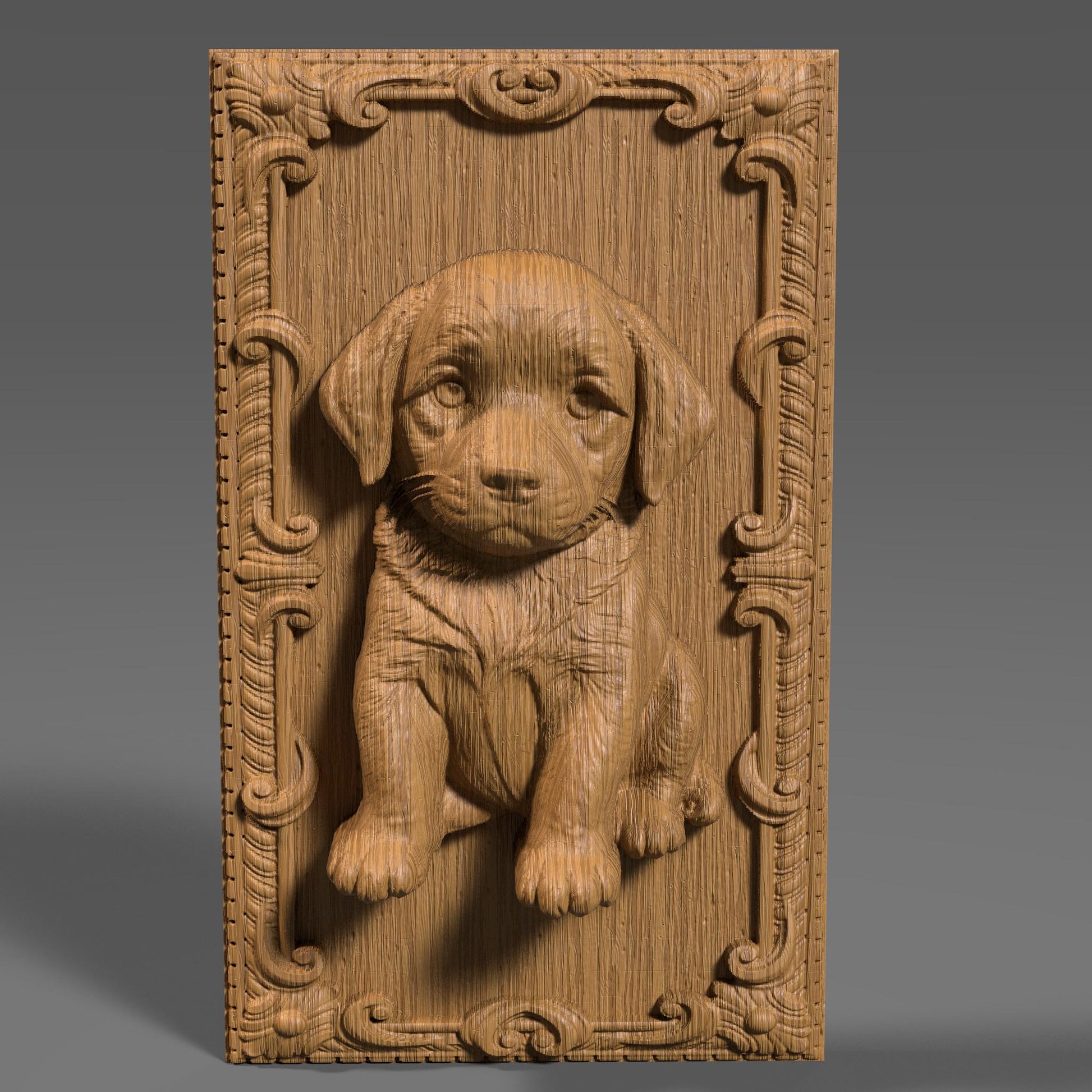 Labrador Puppy 3D Relief STL File: CNC Wood Carving (Digital Download)