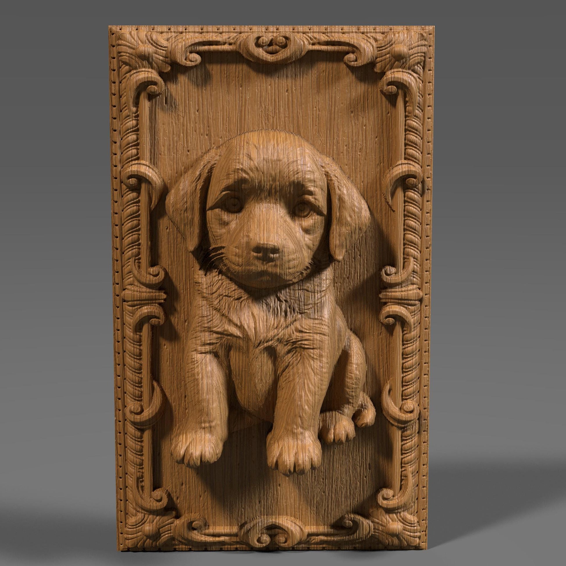 Labrador Puppy 3D Relief STL File: CNC Wood Carving (Digital Download)
