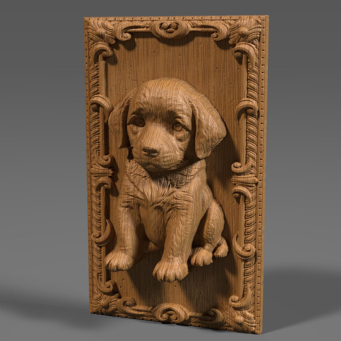 Labrador Puppy 3D Relief STL File: CNC Wood Carving (Digital Download)