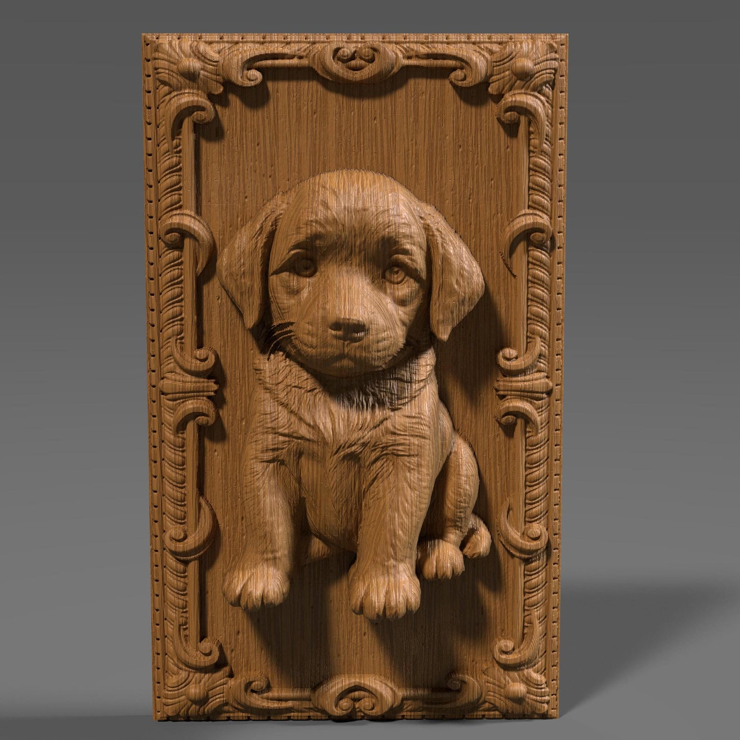 Labrador Puppy 3D Relief STL File: CNC Wood Carving (Digital Download)