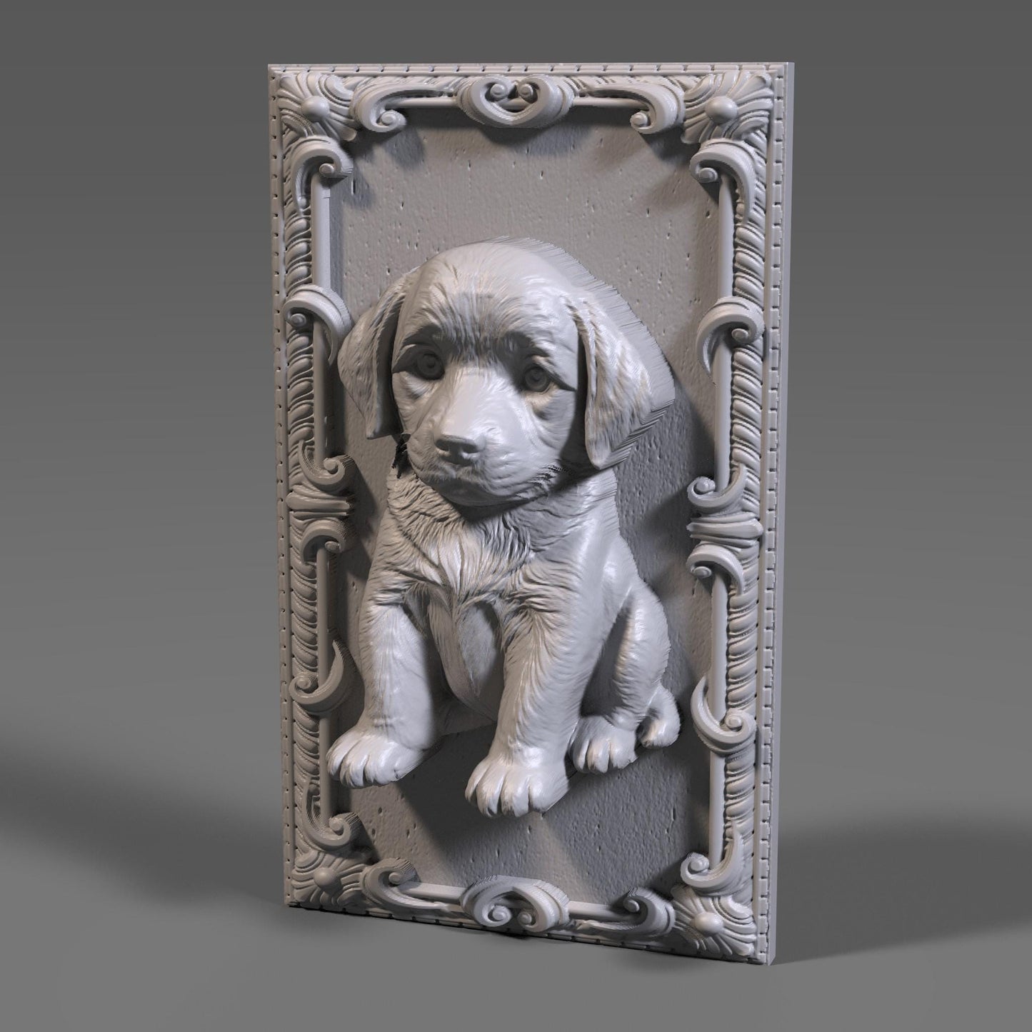 Labrador Puppy 3D Relief STL File: CNC Wood Carving (Digital Download)