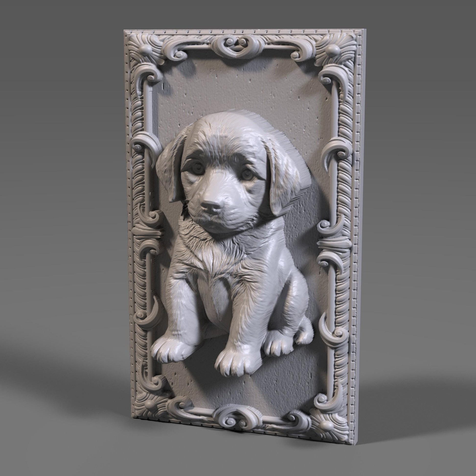 Labrador Puppy 3D Relief STL File: CNC Wood Carving (Digital Download)