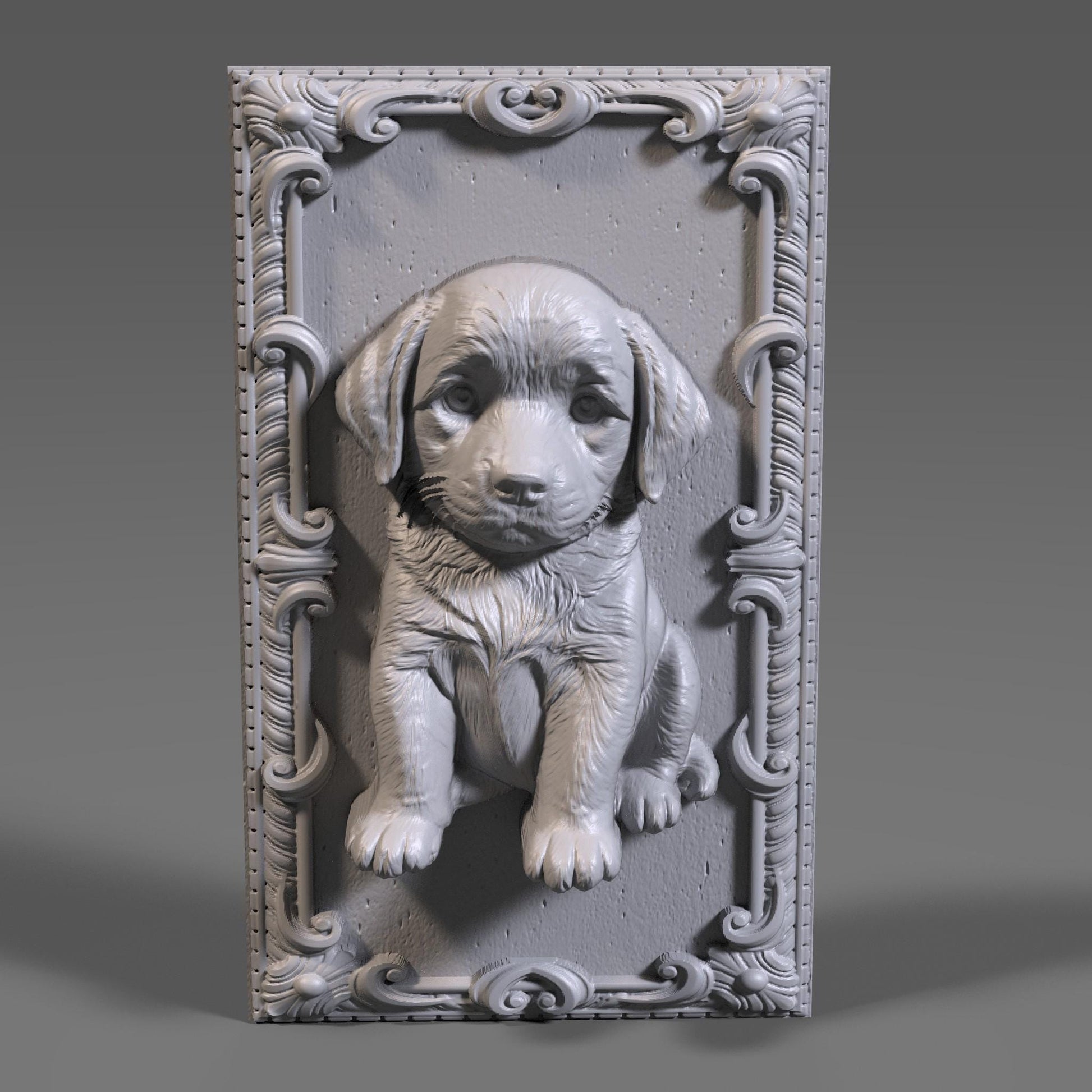 Labrador Puppy 3D Relief STL File: CNC Wood Carving (Digital Download)