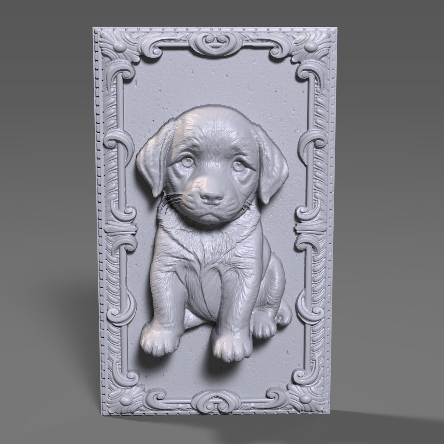 Labrador Puppy 3D Relief STL File: CNC Wood Carving (Digital Download)