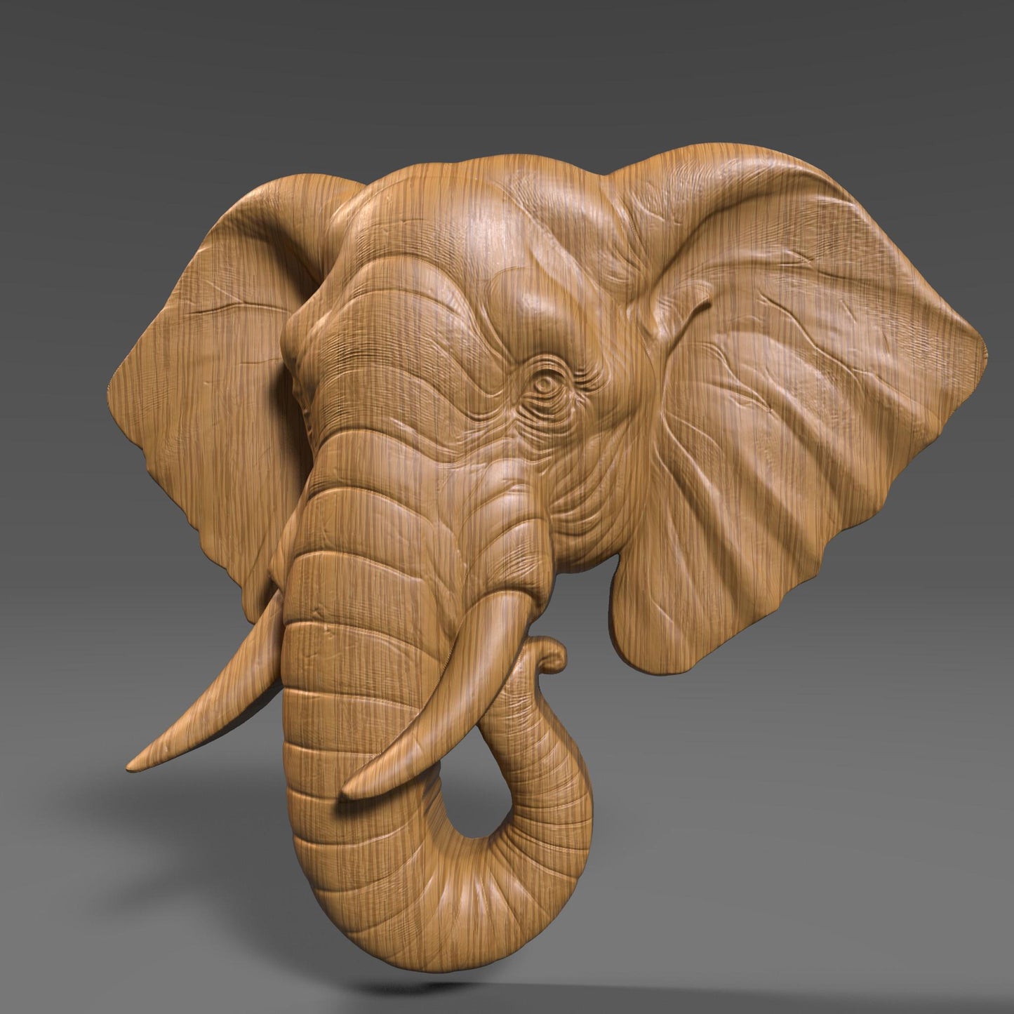Elephant Head 3D Relief Model: CNC, Laser, Print (STL File)