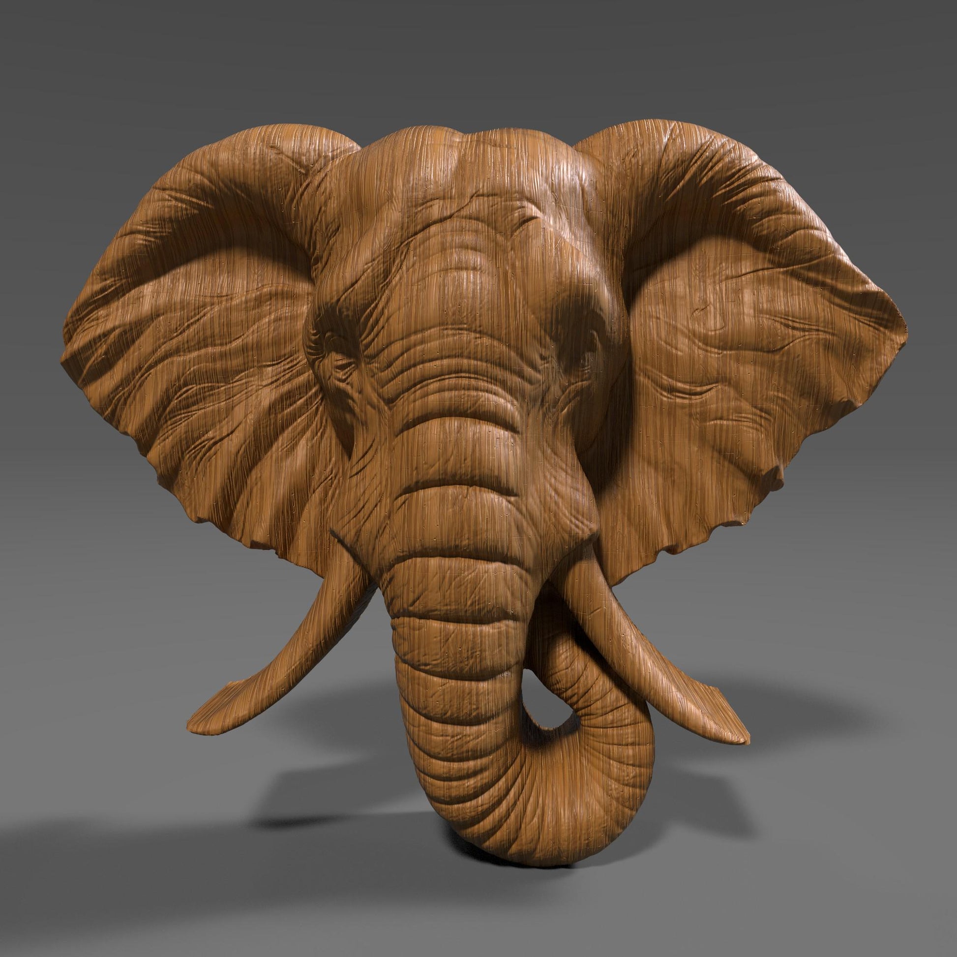3D Elephant Head STL Model: CNC Carving, Laser Engraving (Digital Download)