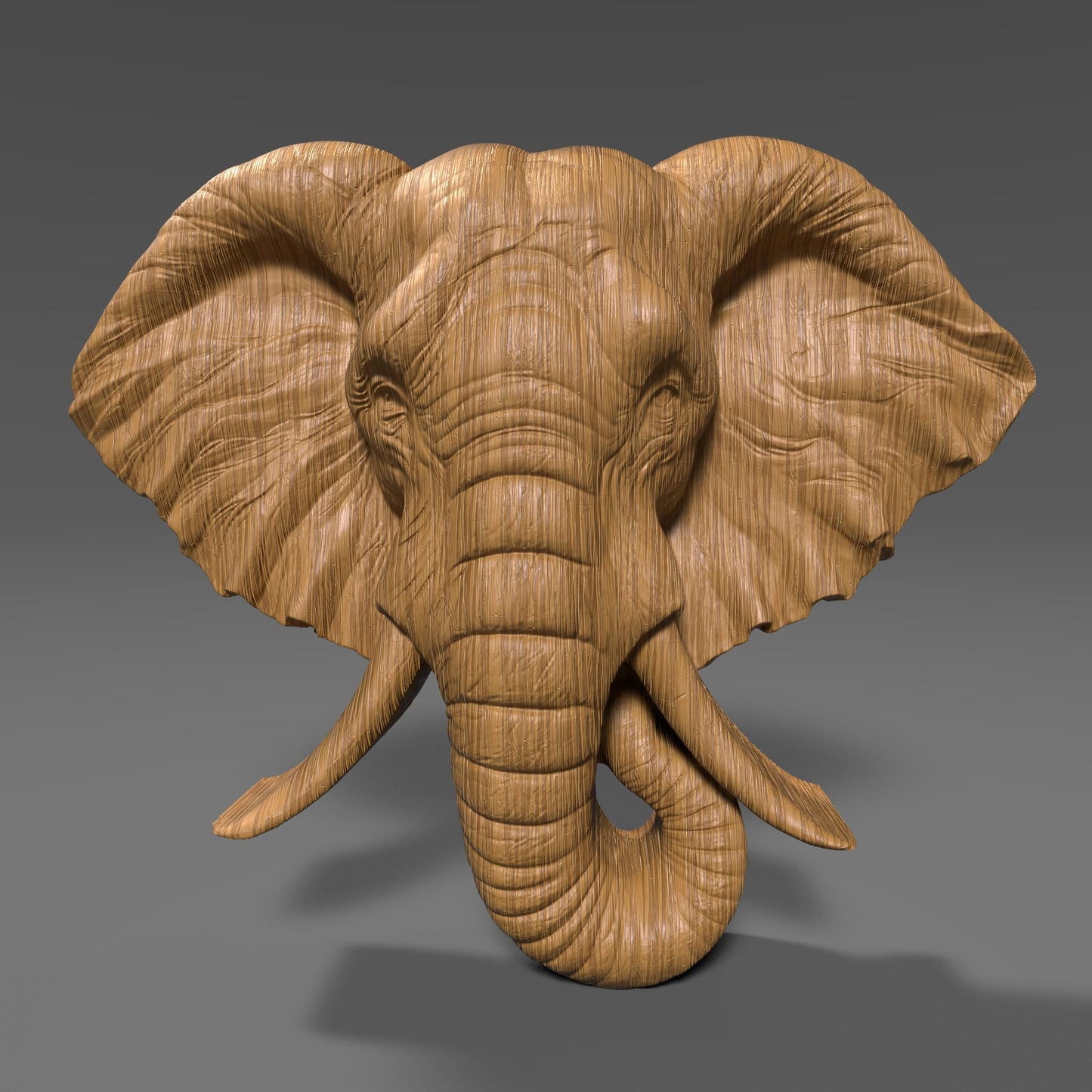 3D Elephant Head STL Model: CNC Carving, Laser Engraving (Digital Download)