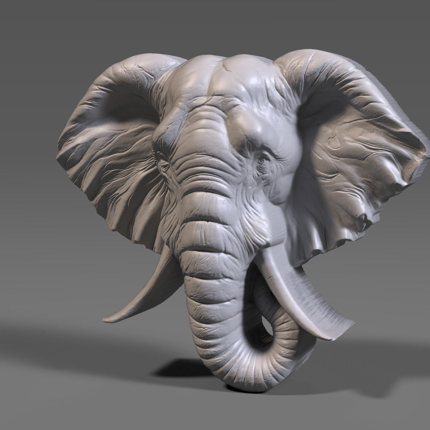 3D Elephant Head STL Model: CNC Carving, Laser Engraving (Digital Download)