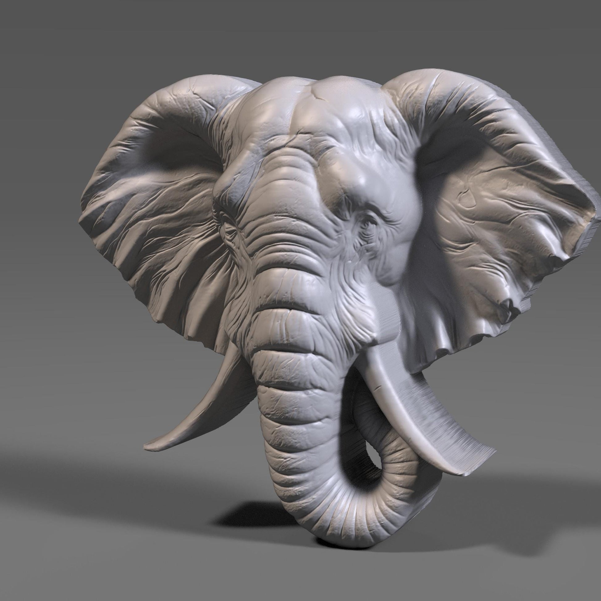 3D Elephant Head STL Model: CNC Carving, Laser Engraving (Digital Download)